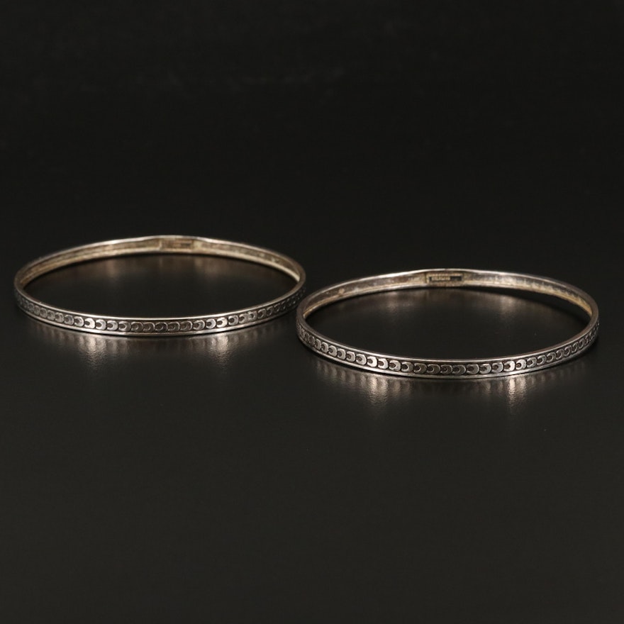 Sterling Silver Crescent Moon Bangles