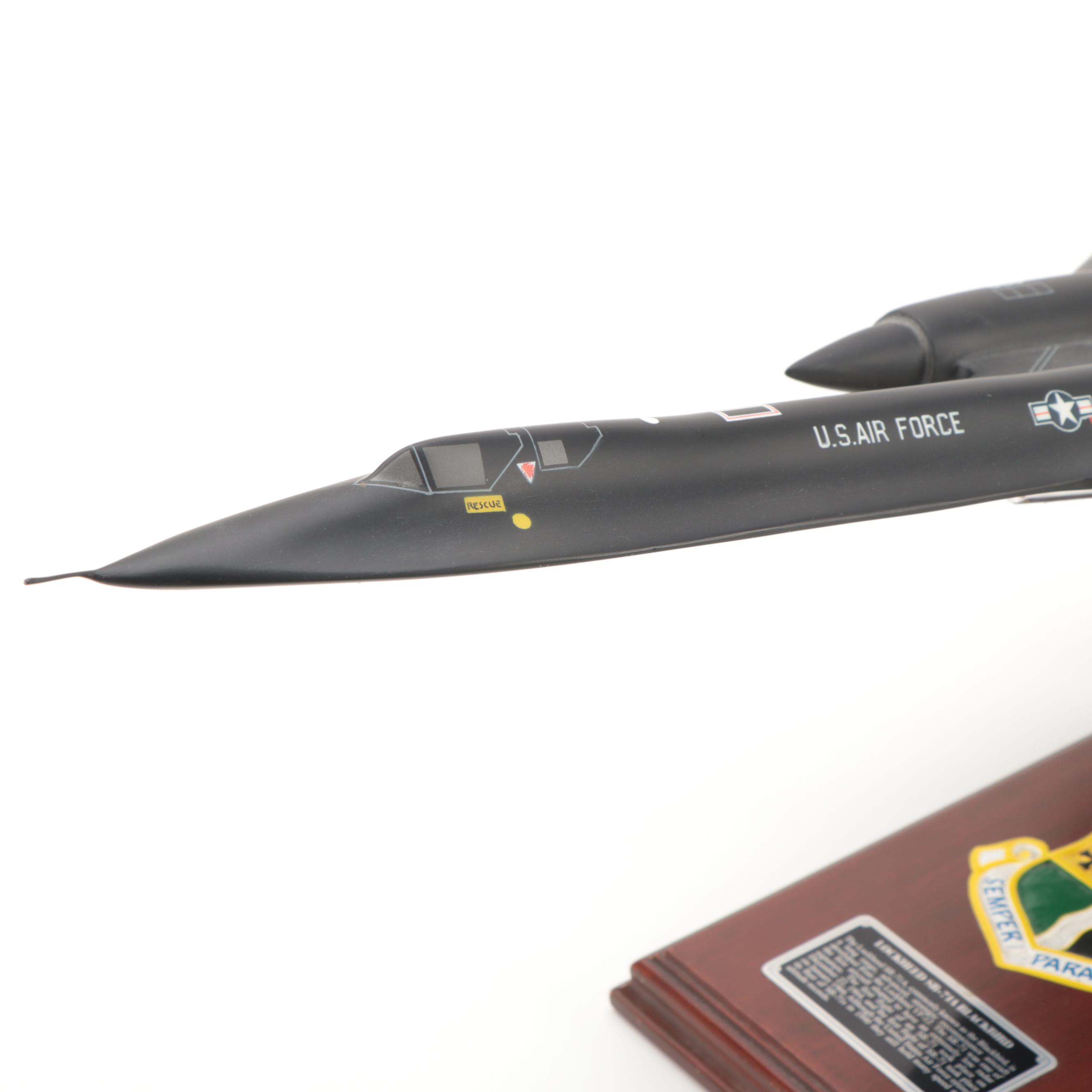 Lockheed SR-71A Blackbird Model with Mahogany Base
