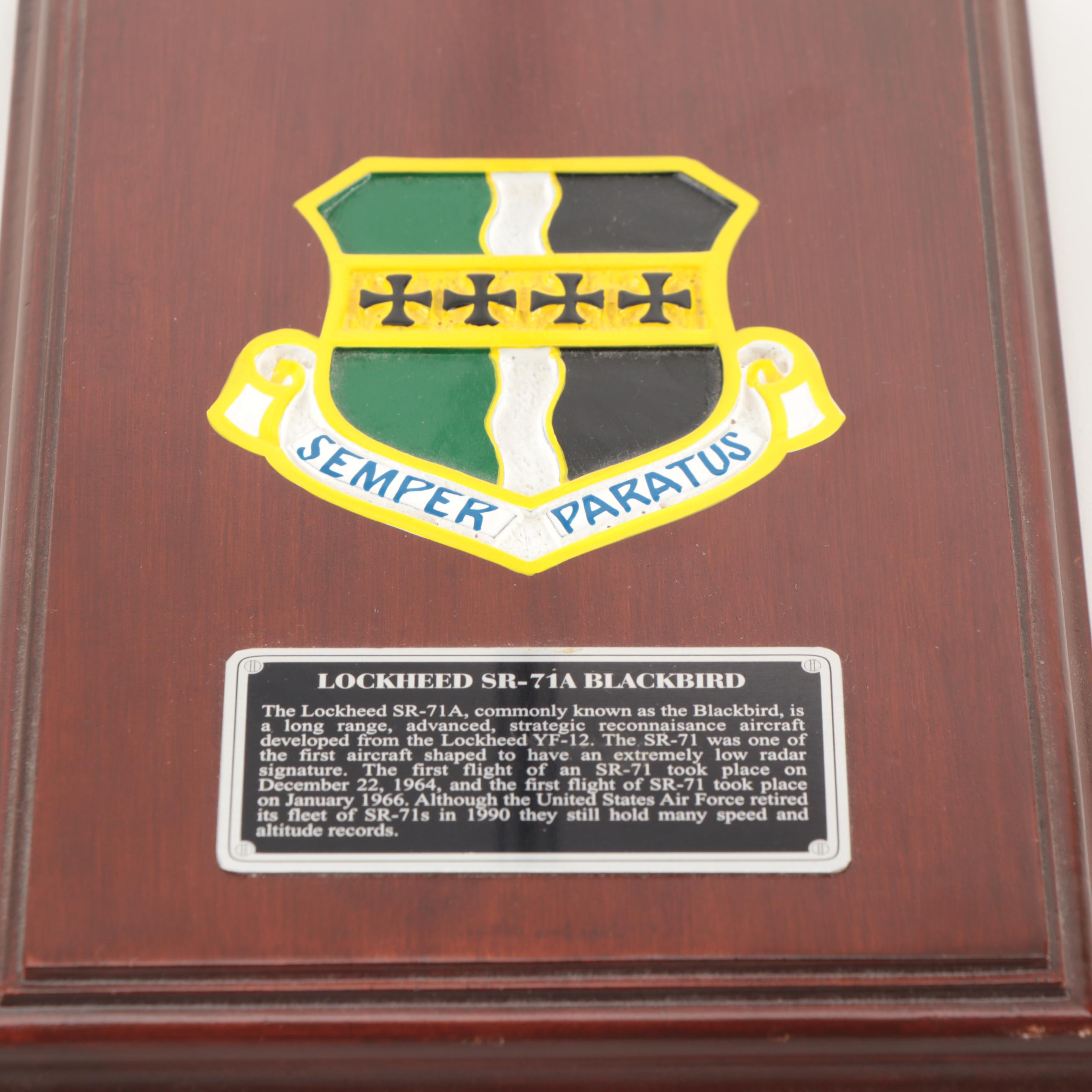 Lockheed SR-71A Blackbird Model with Mahogany Base