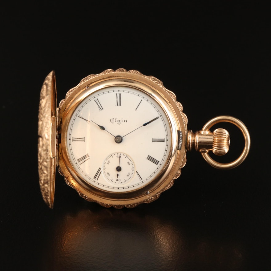 1894 Elgin Scalloped Edge Hunting Case Pocket Watch