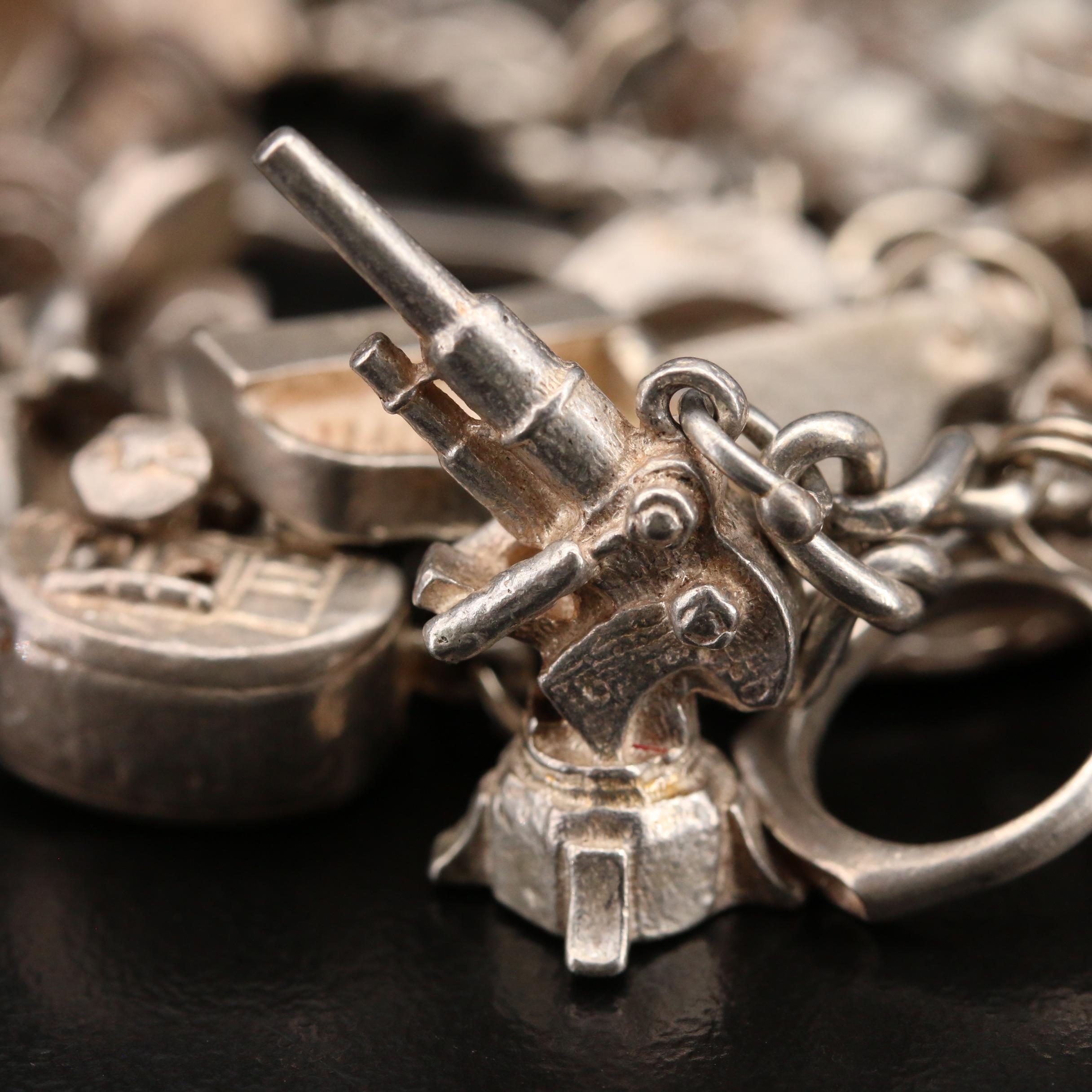 Vintage Sterling Charm Bracelet Including Articulated Piano