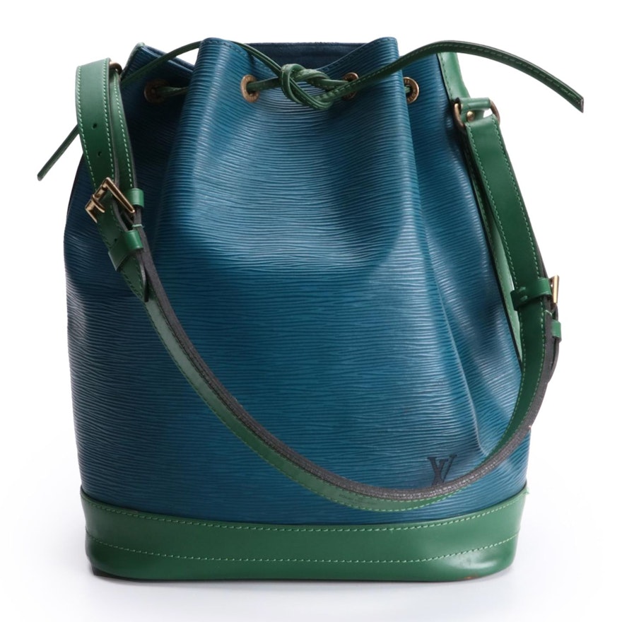 Louis Vuitton Noé Bucket Bag in Toledo Blue Epi and Borneo Green Smooth Leather