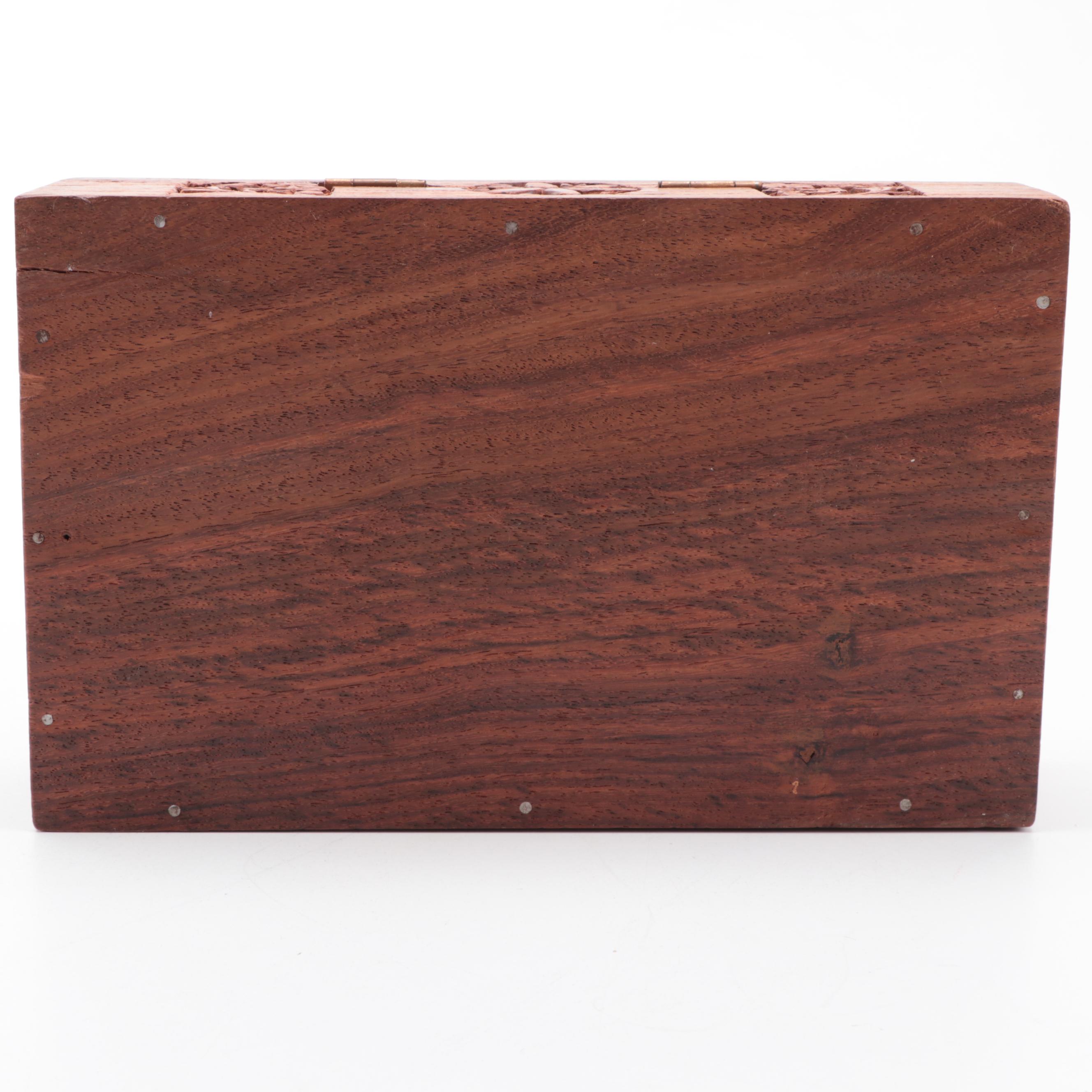 Flemish Art Co. Pyrography Trinket Box with Hand-Carved Hinged Wooden Boxes