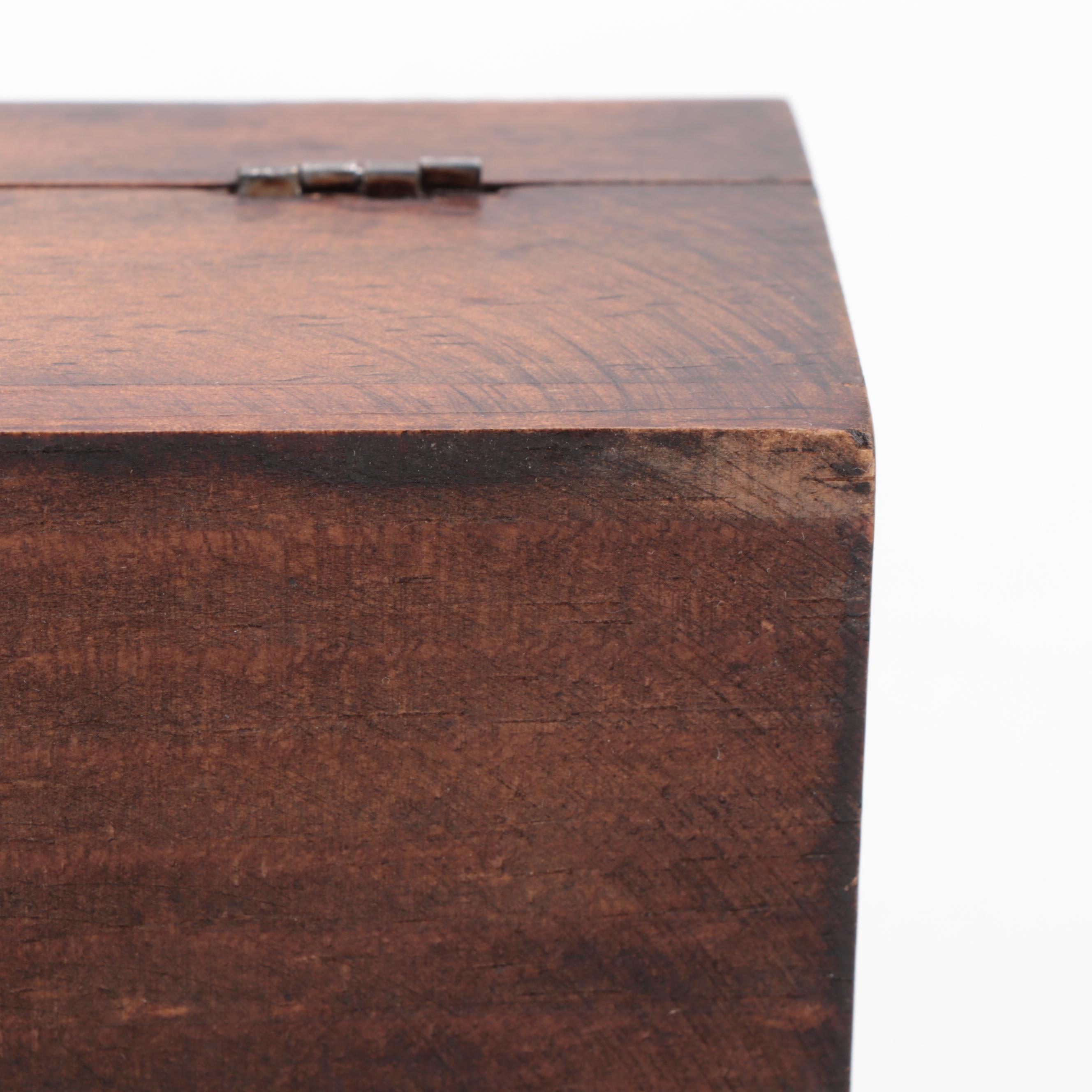 Flemish Art Co. Pyrography Trinket Box with Hand-Carved Hinged Wooden Boxes