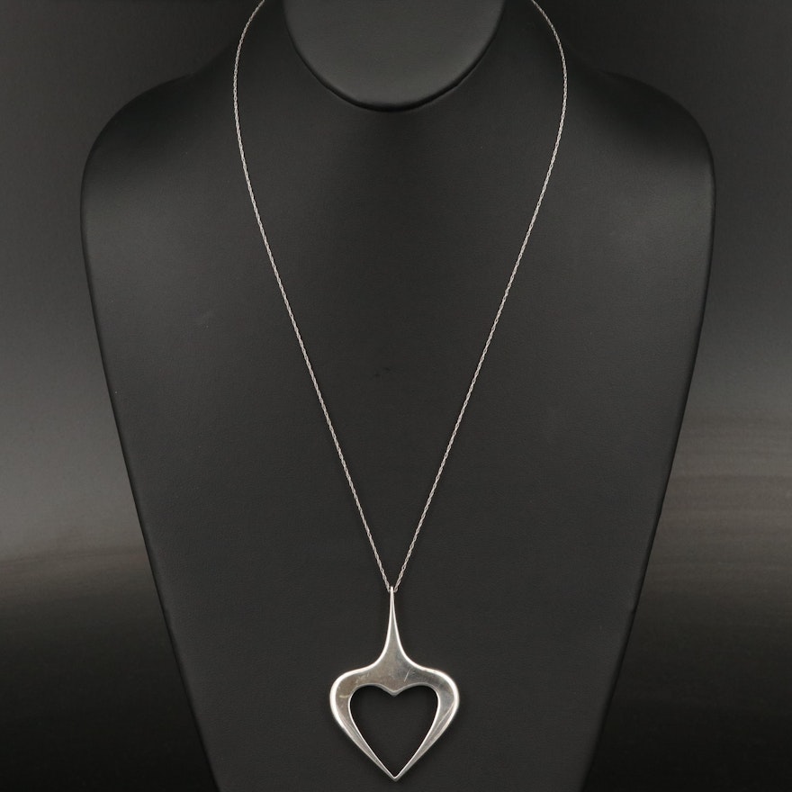 Italian UnoAErre 800 Silver Heart Pendant on Sterling Silver Chain