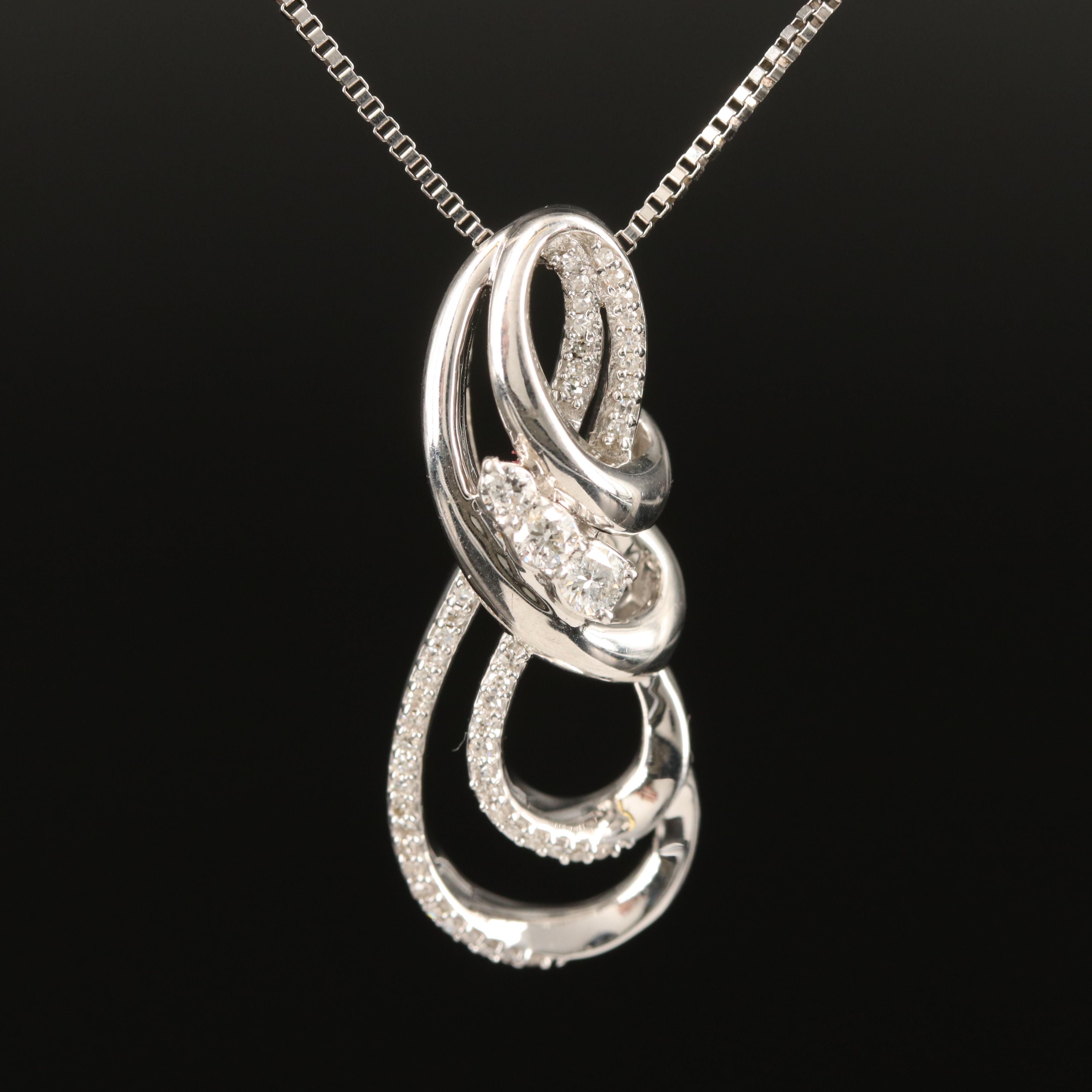 Sterling Silver Diamond Pendant Necklace