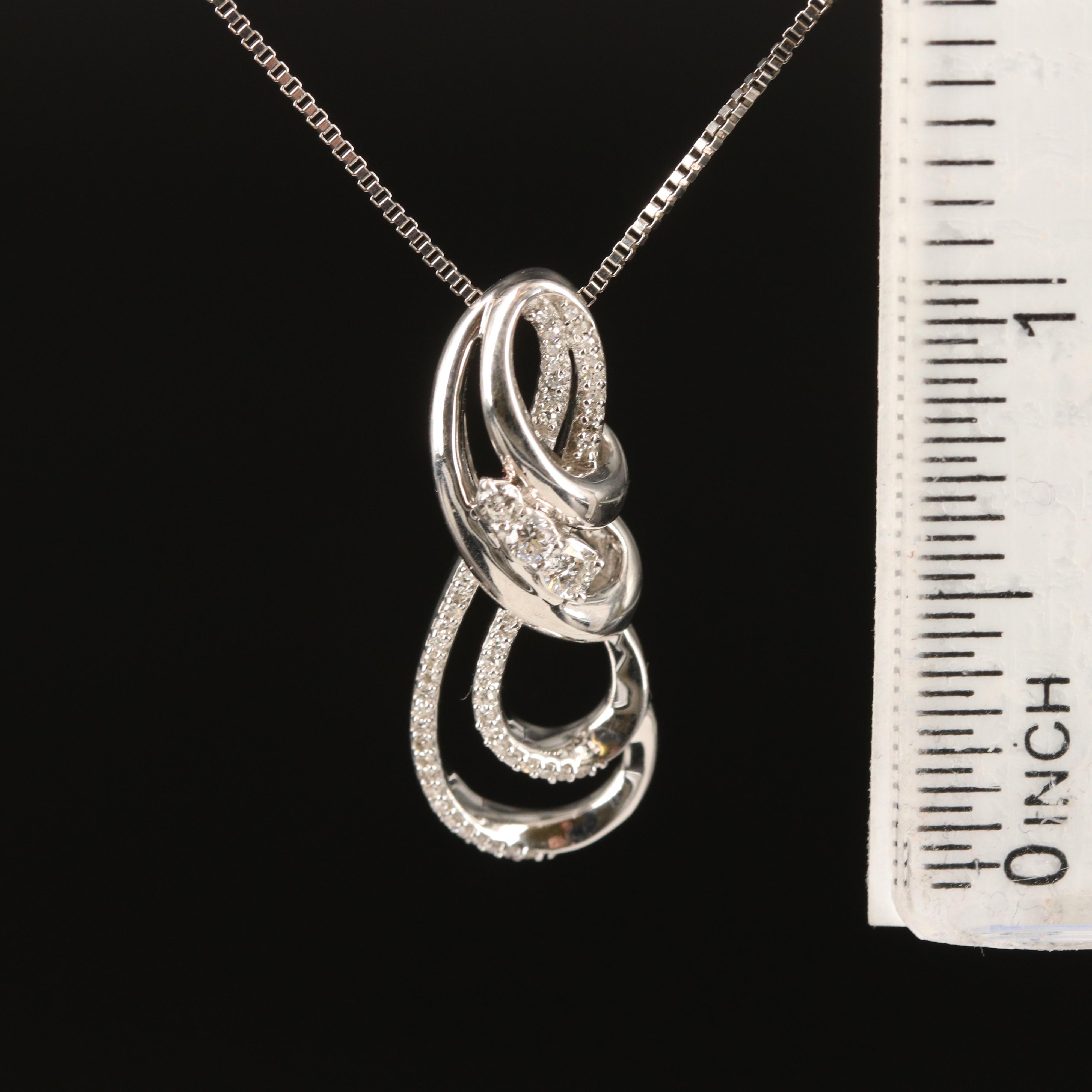 Sterling Silver Diamond Pendant Necklace