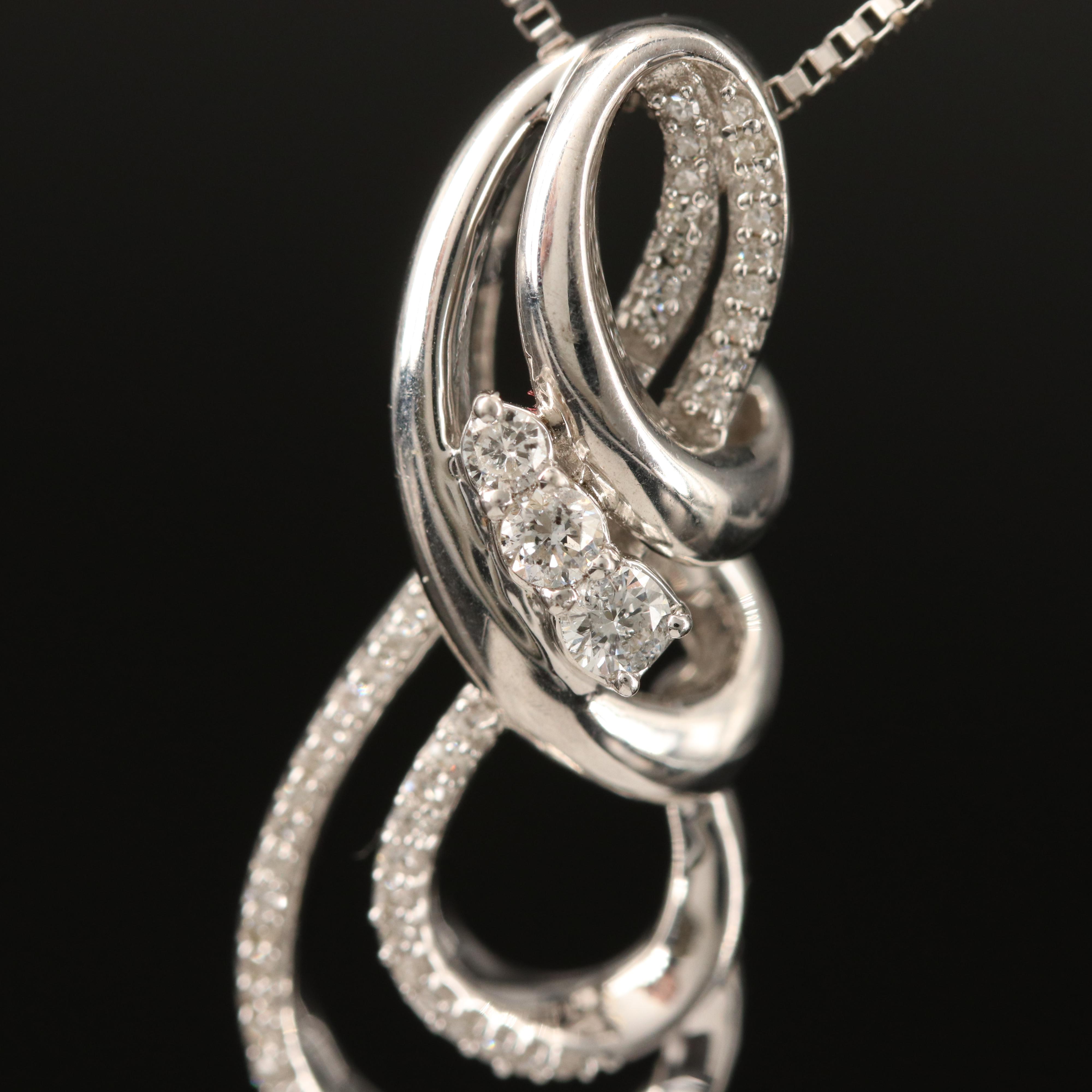 Sterling Silver Diamond Pendant Necklace
