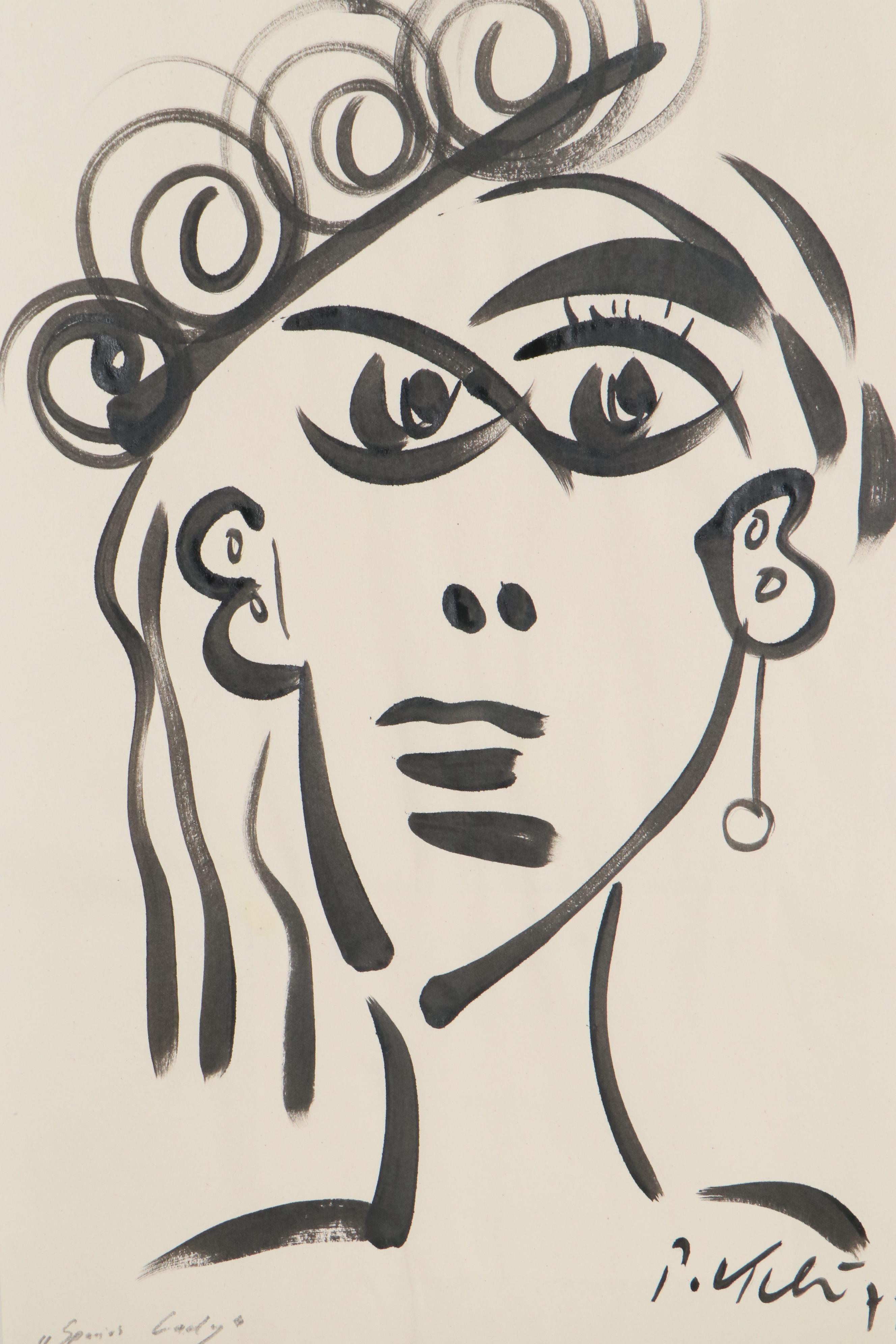 Peter Keil Acrylic Painting "Spanish Lady," 1972