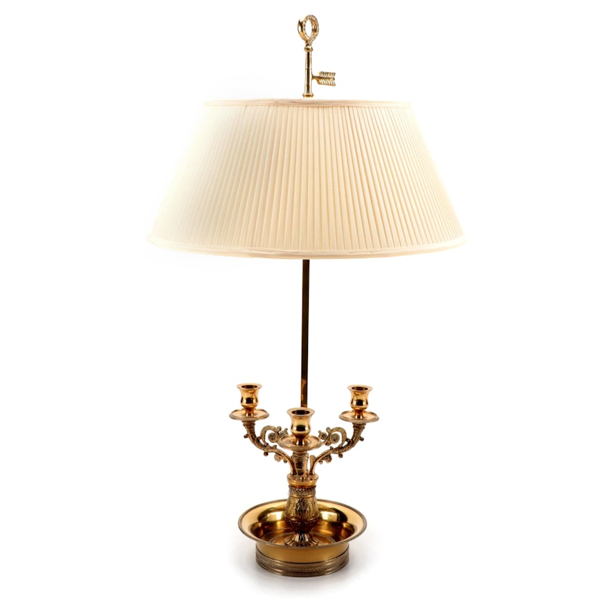 Warren Kessler Brass Table Lamp with Candelabra Base