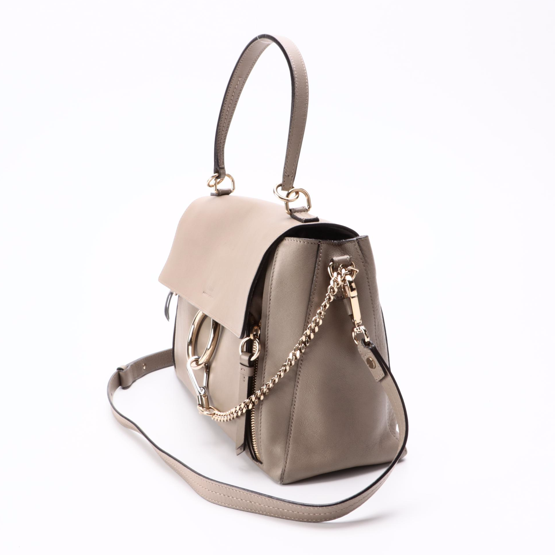 Chloé Faye Motty Gray Leather Two-Way Bag