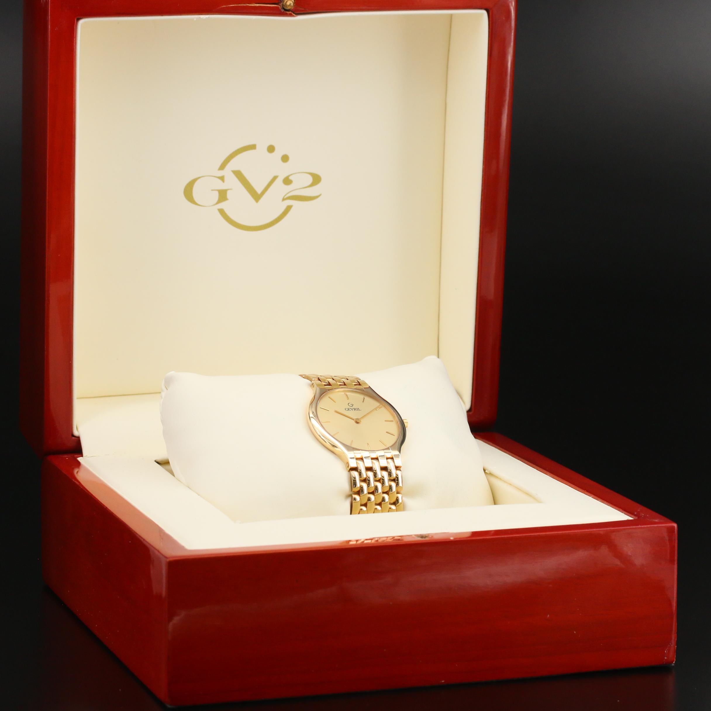 Gevril Limited Edition 14K Yellow Gold Quartz Watch