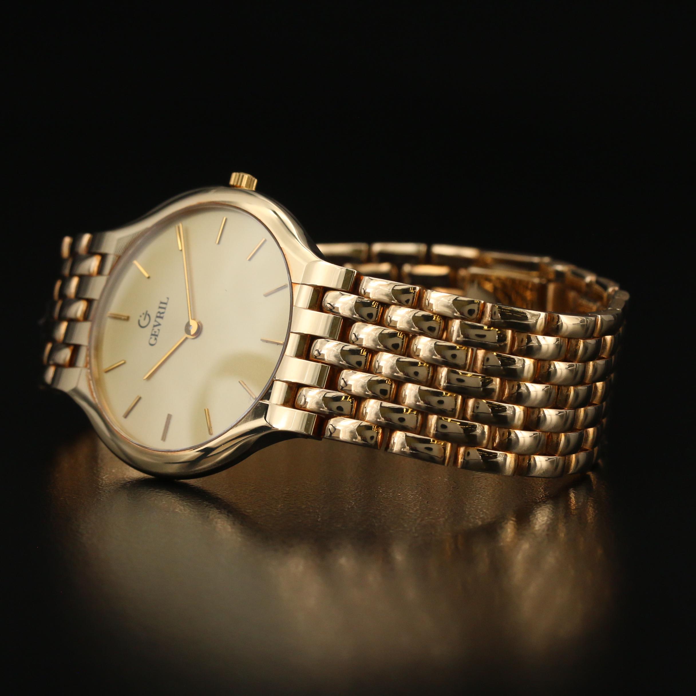 Gevril Limited Edition 14K Yellow Gold Quartz Watch