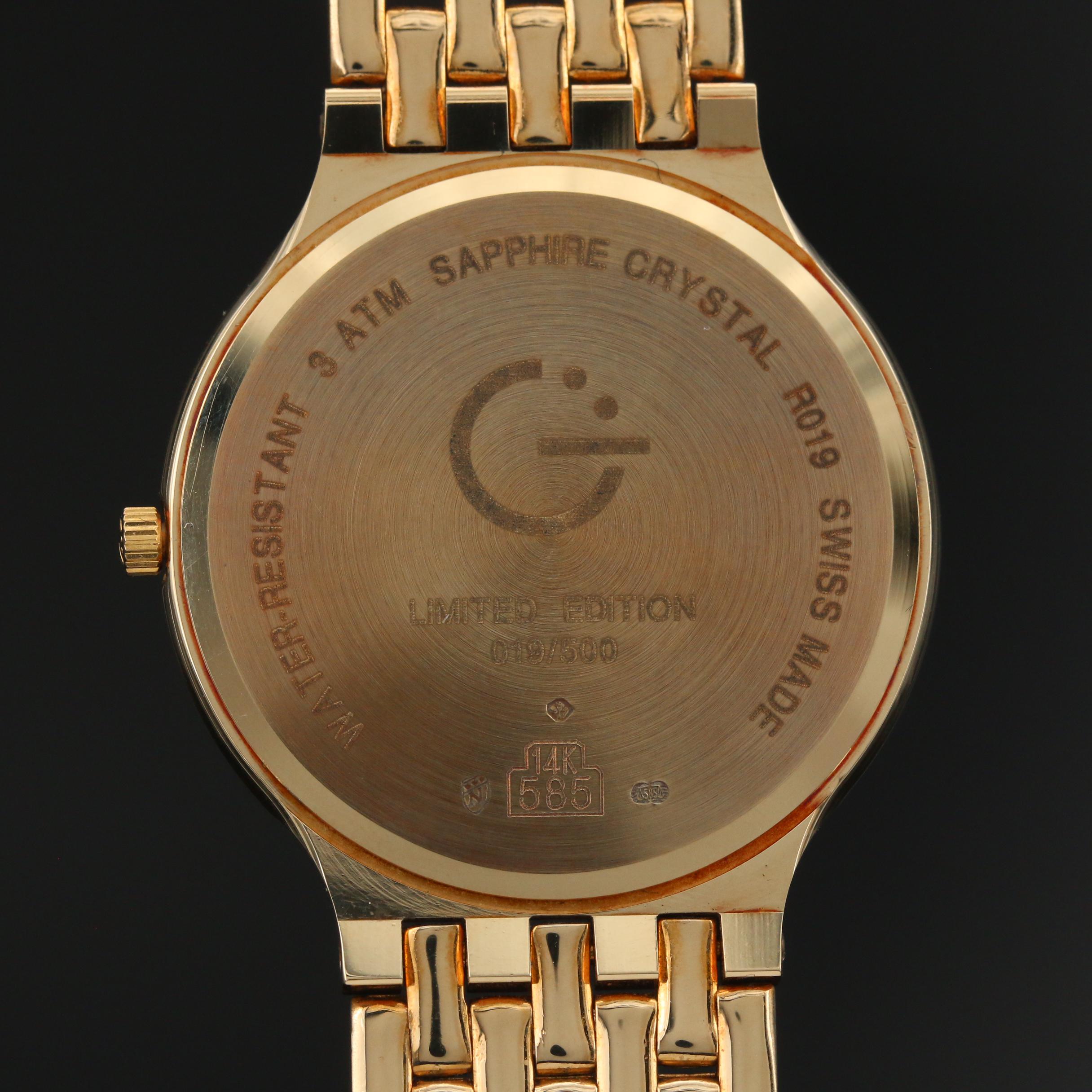 Gevril Limited Edition 14K Yellow Gold Quartz Watch