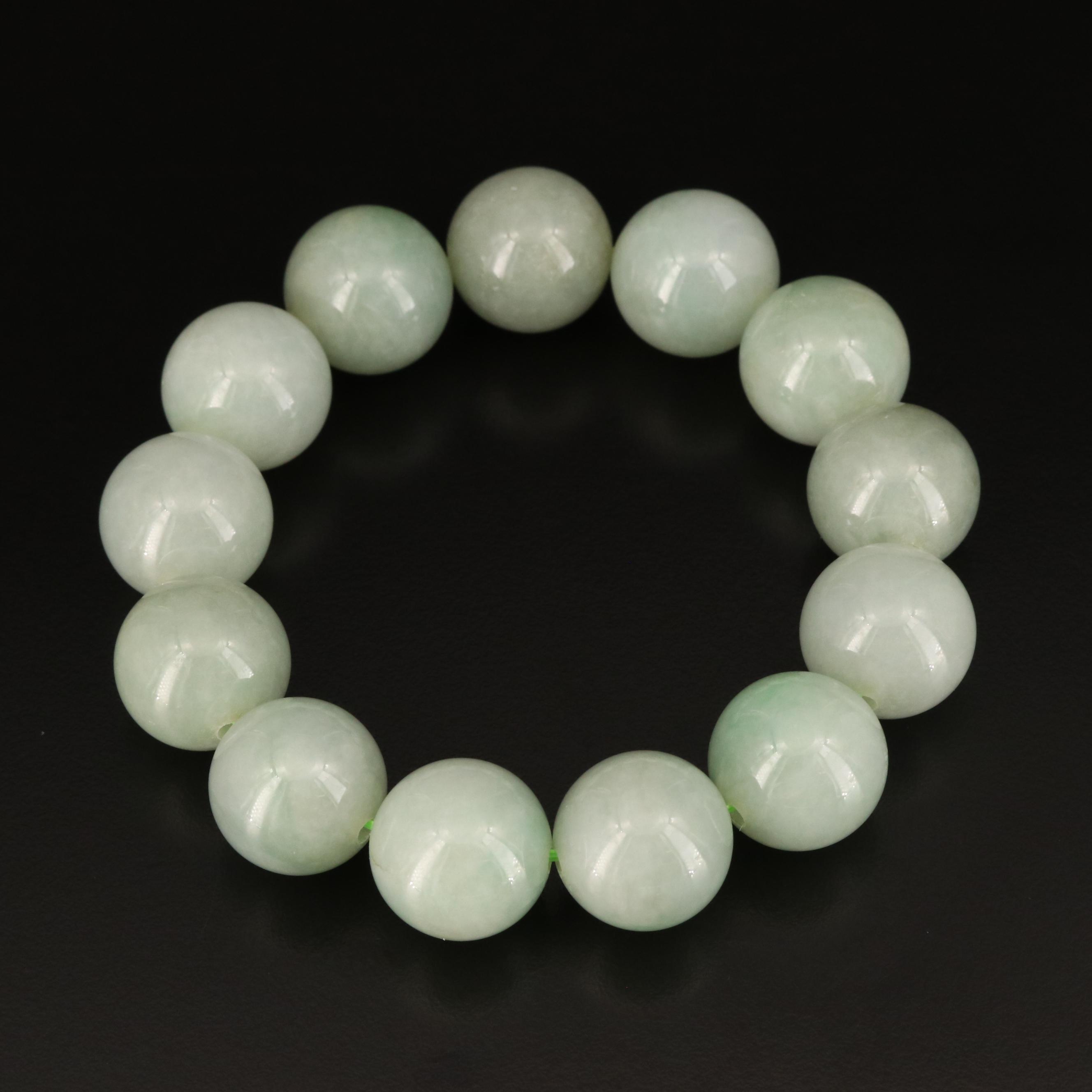 Round Bead Jadeite Expandable Bracelet