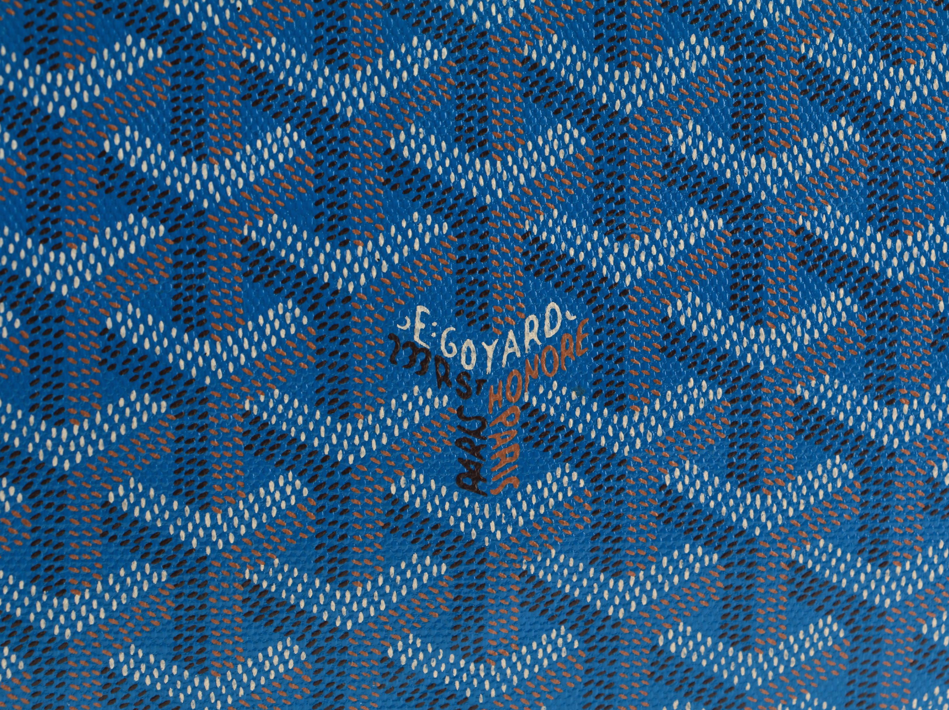 Goyard Pochette Sénat GM in Bleu Ciel Chevron Print Coated Canvas