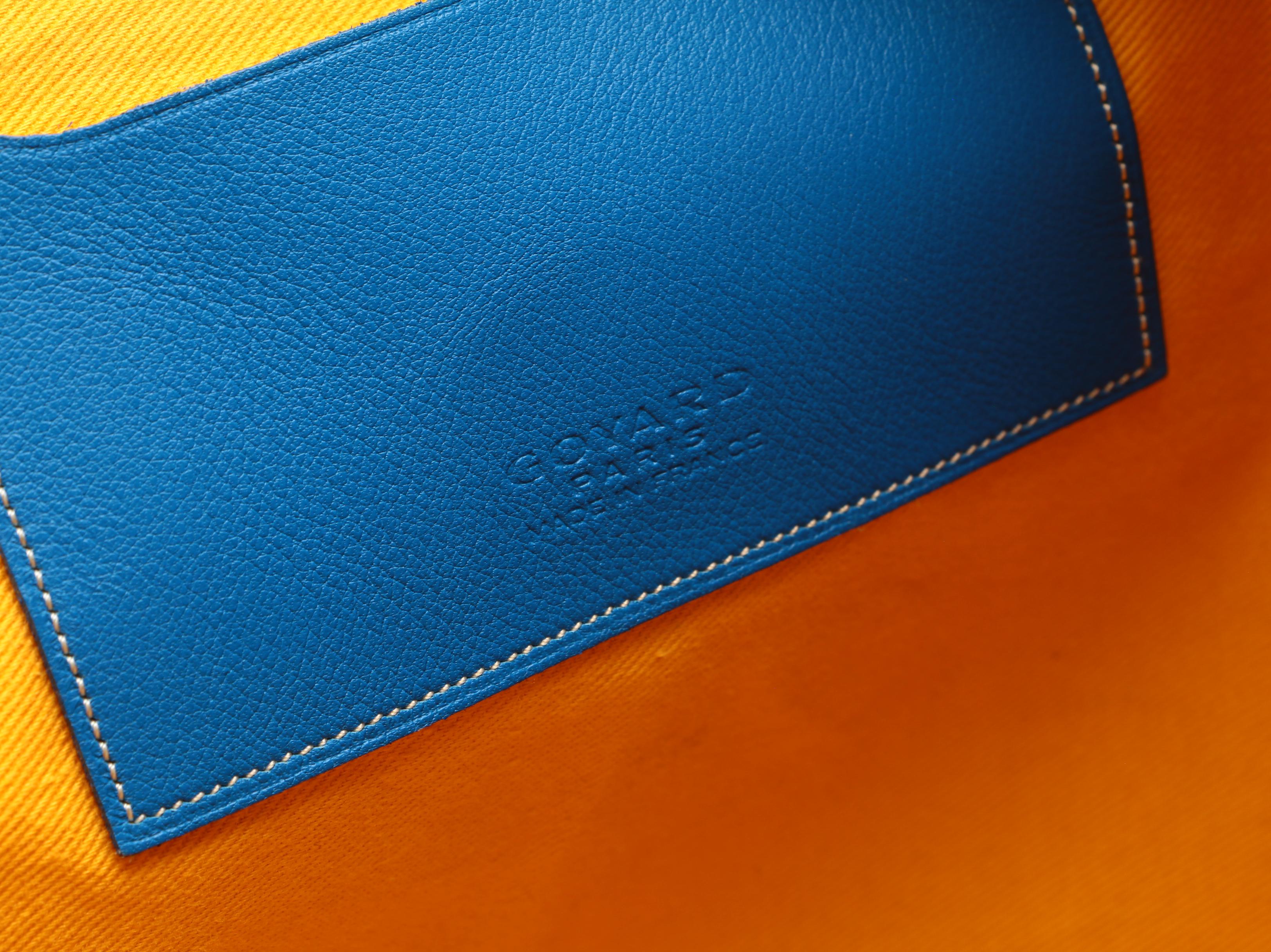 Goyard Pochette Sénat GM in Bleu Ciel Chevron Print Coated Canvas