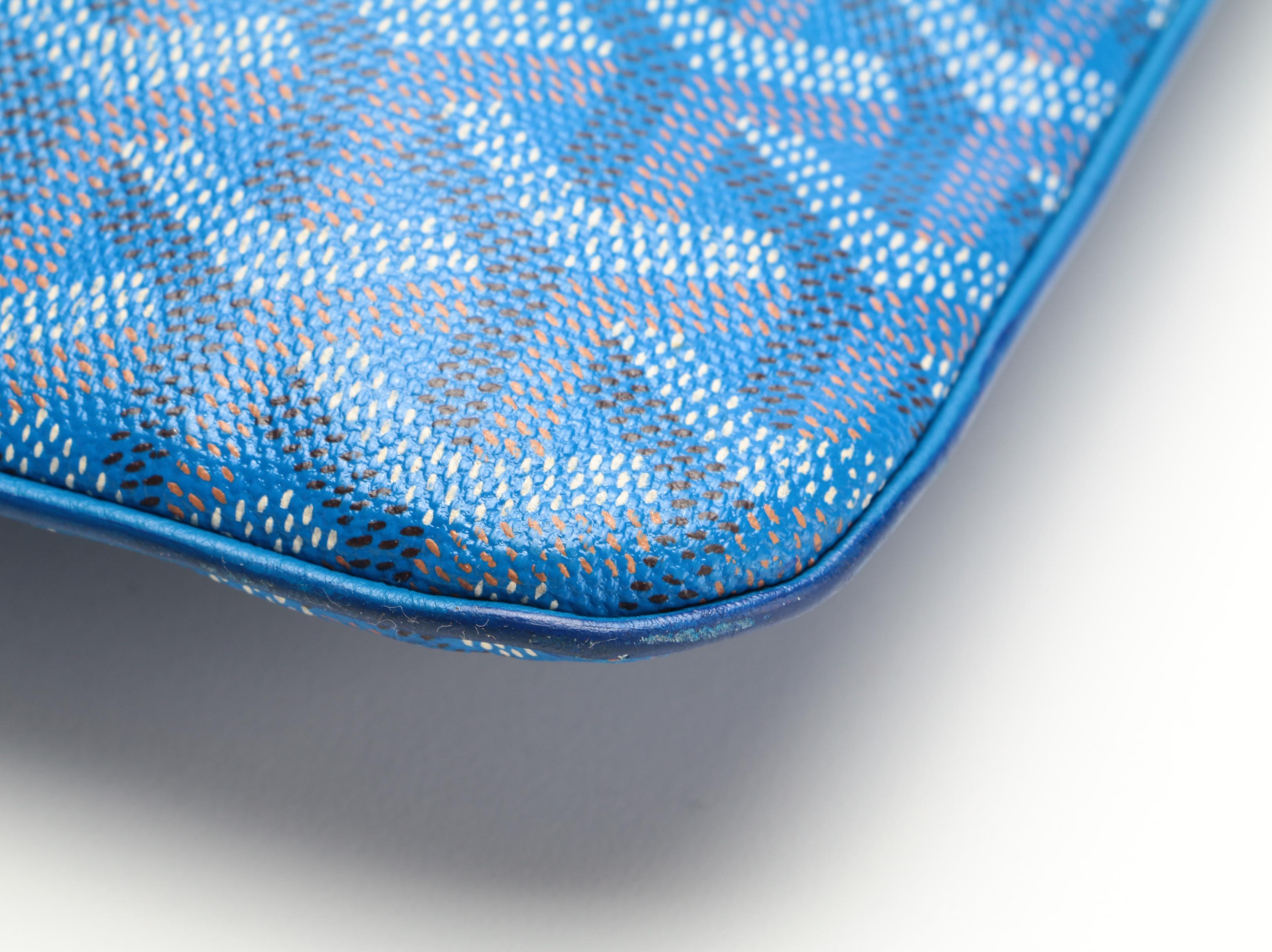 Goyard Pochette Sénat GM in Bleu Ciel Chevron Print Coated Canvas