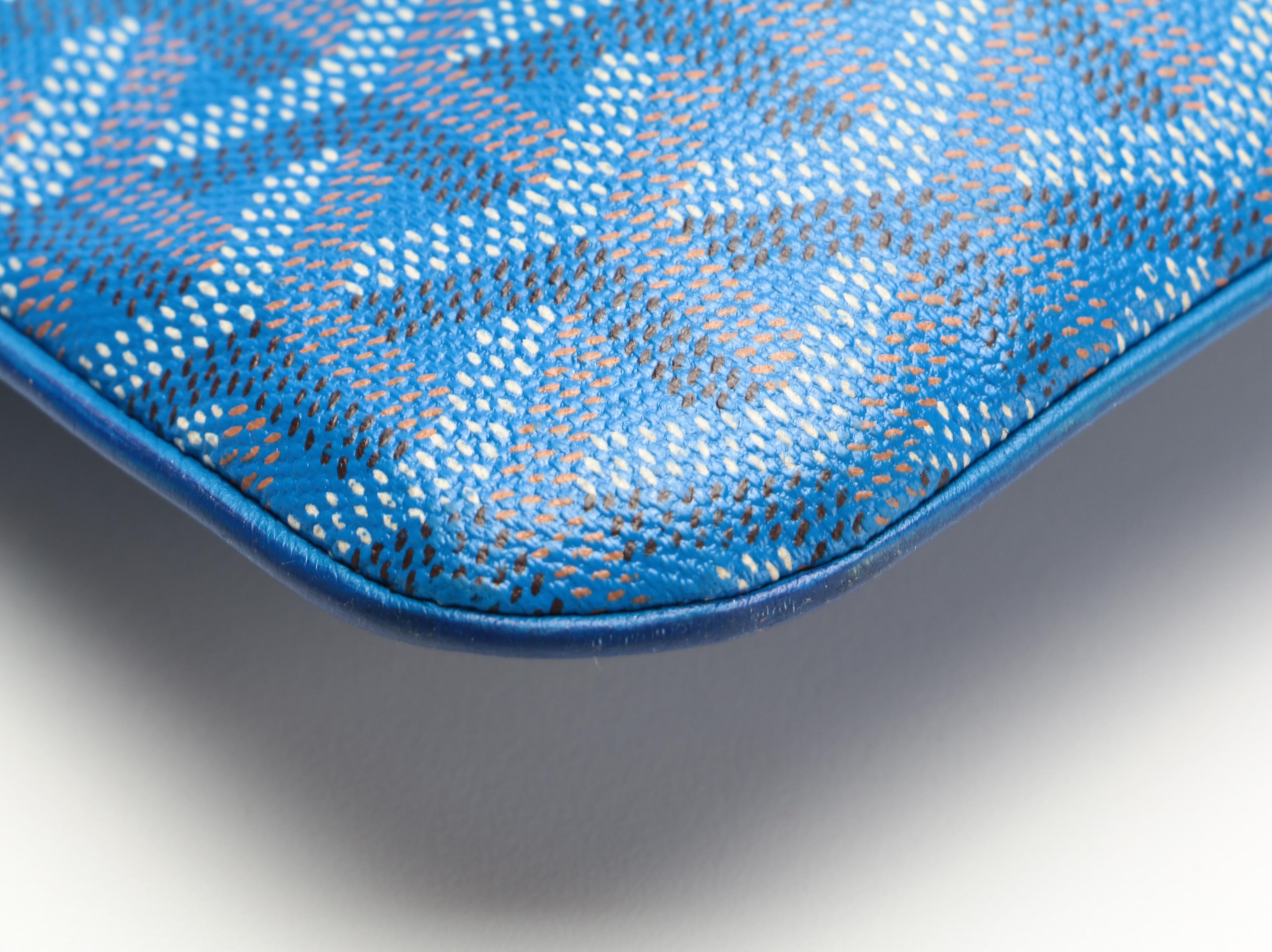 Goyard Pochette Sénat GM in Bleu Ciel Chevron Print Coated Canvas