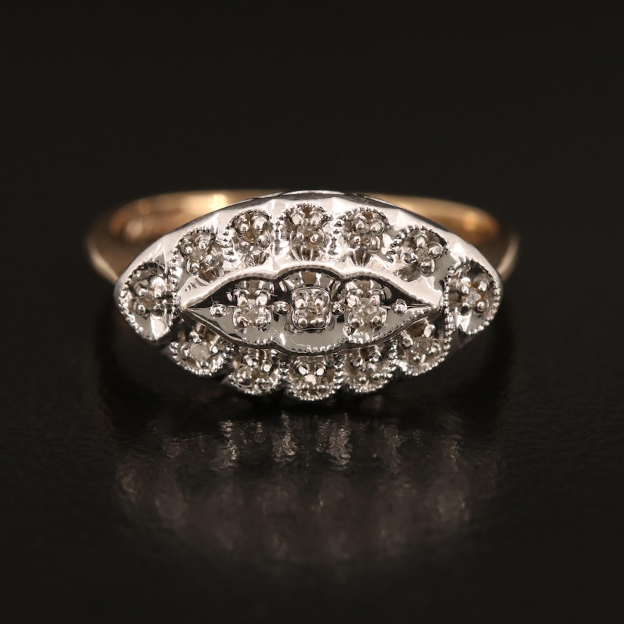 14K Diamond East-West Ring