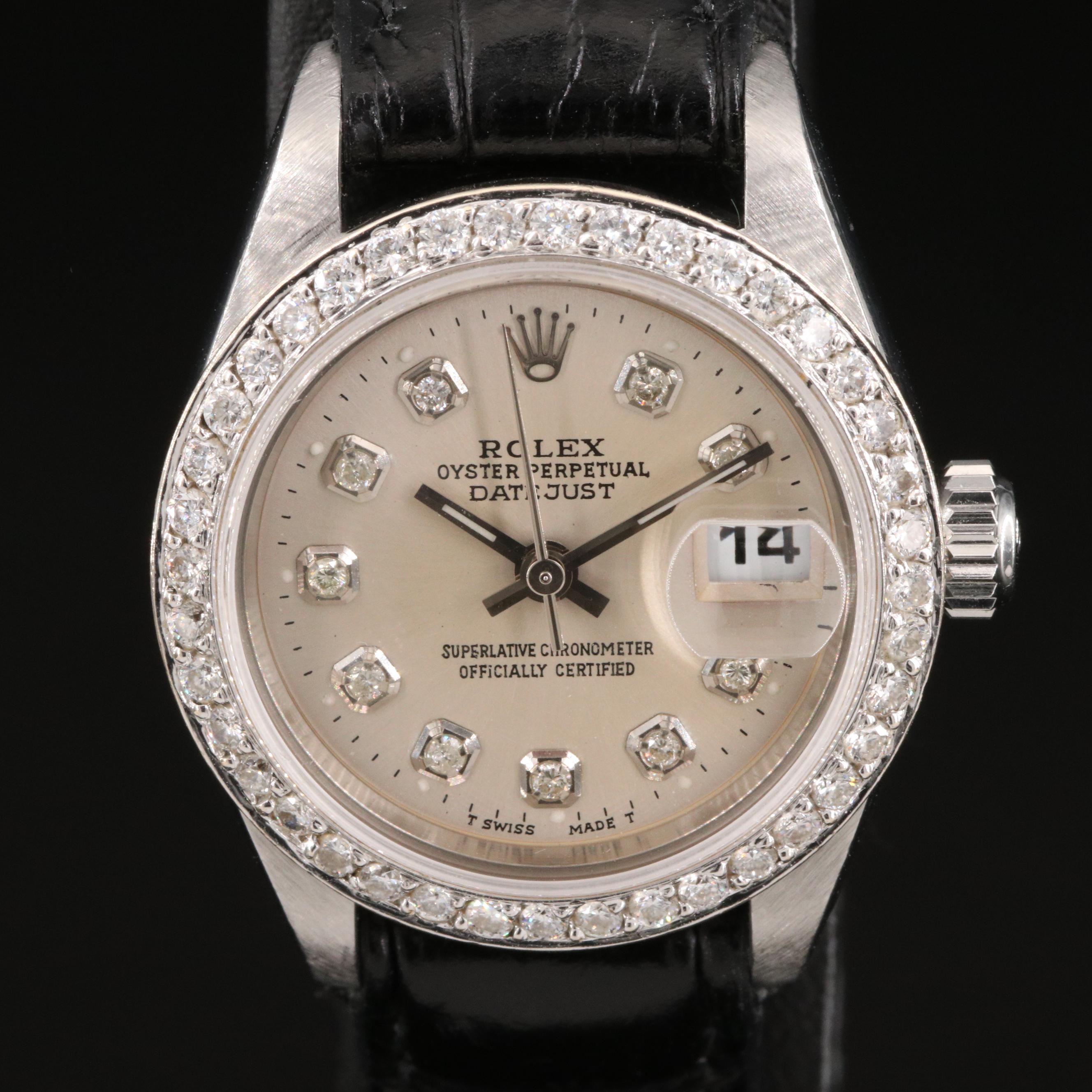 2005 Rolex Datejust 18K White Gold and Stainless Steel Diamond Watch