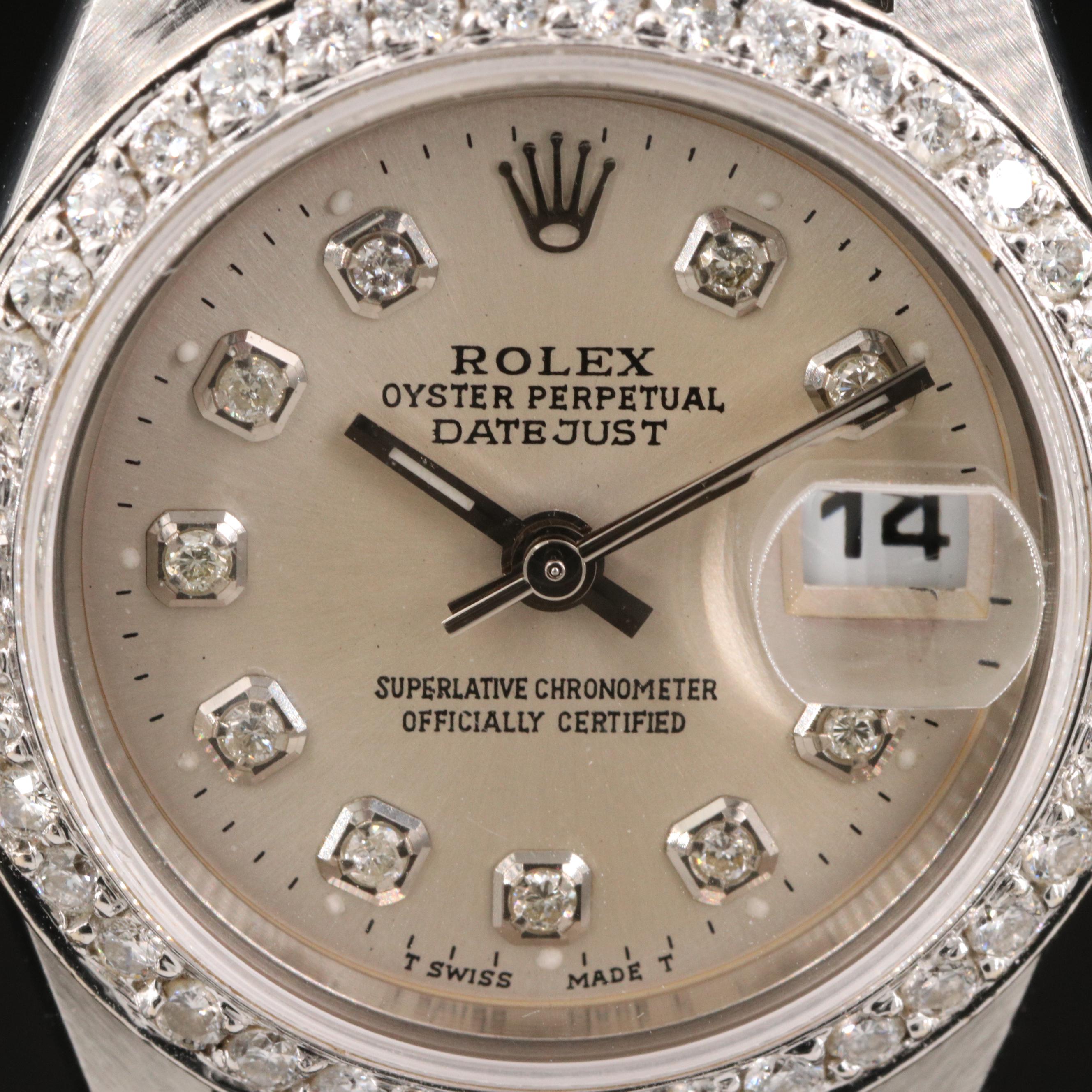 2005 Rolex Datejust 18K White Gold and Stainless Steel Diamond Watch