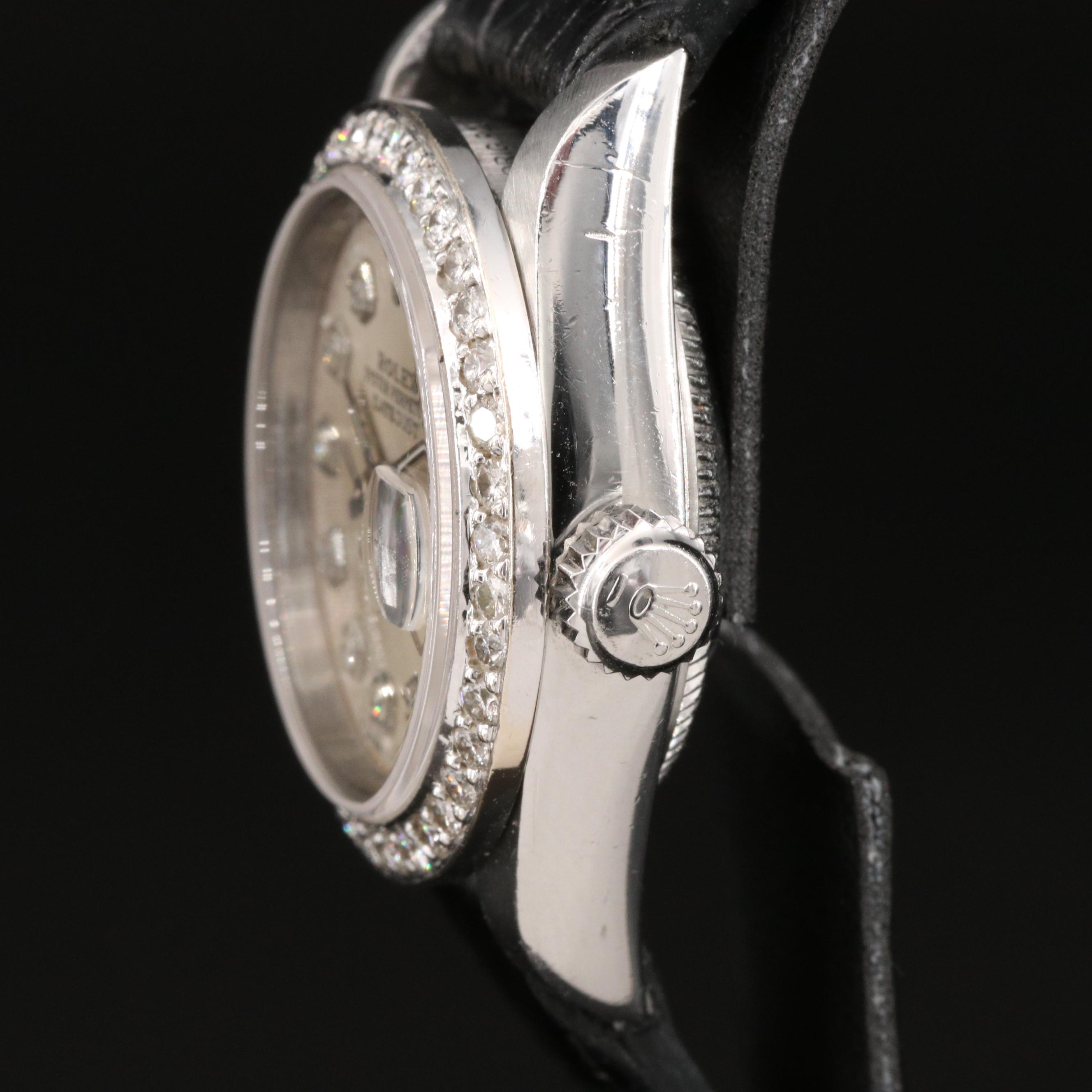 2005 Rolex Datejust 18K White Gold and Stainless Steel Diamond Watch