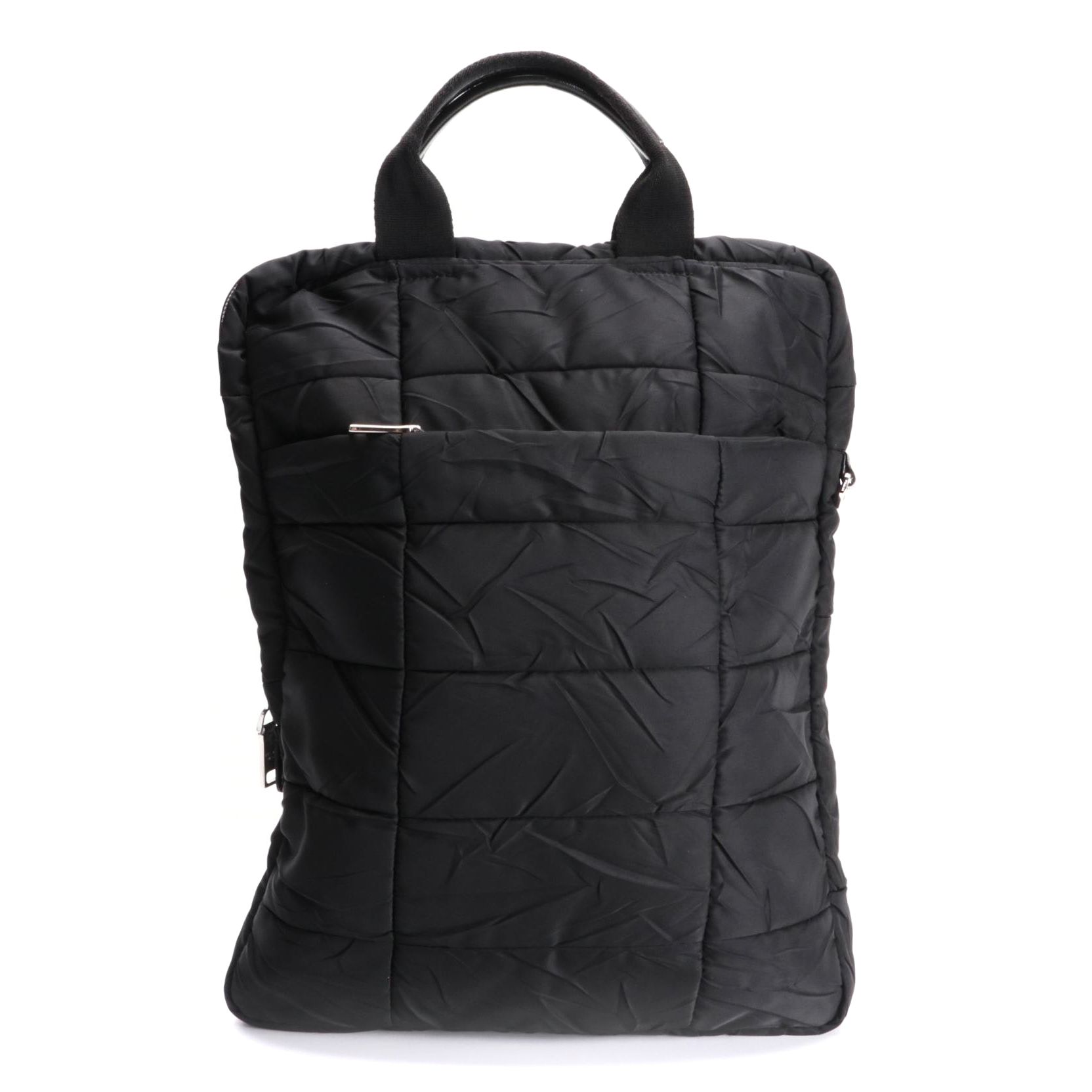 Prada Black Quilted Tessuto Nylon Travel Zip Tote