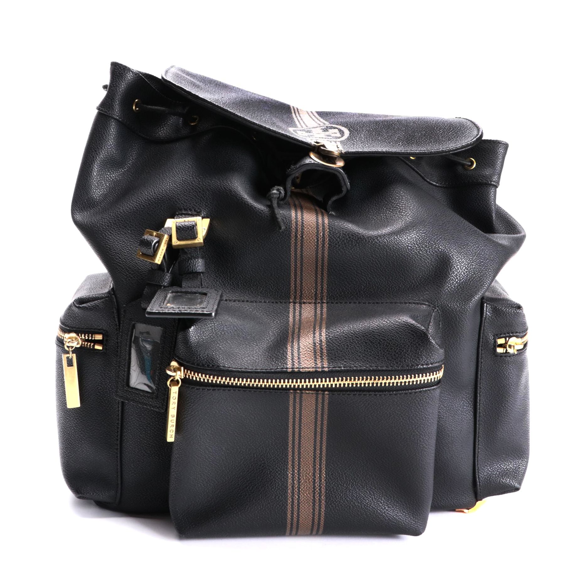 Tory Burch Stripe Pushlock Backpack