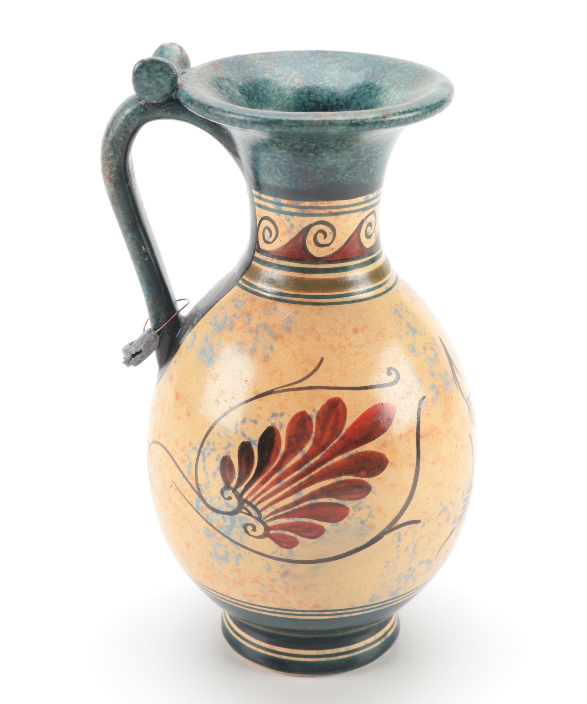 Stavropoulos Collection Oinochoe Style Decorative Pottery Pitcher