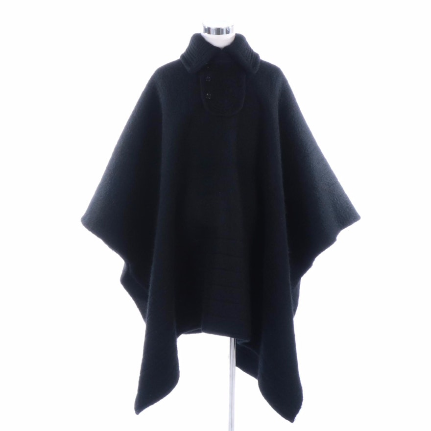 Black Alpaca Fur Poncho by Victor and Miraflores