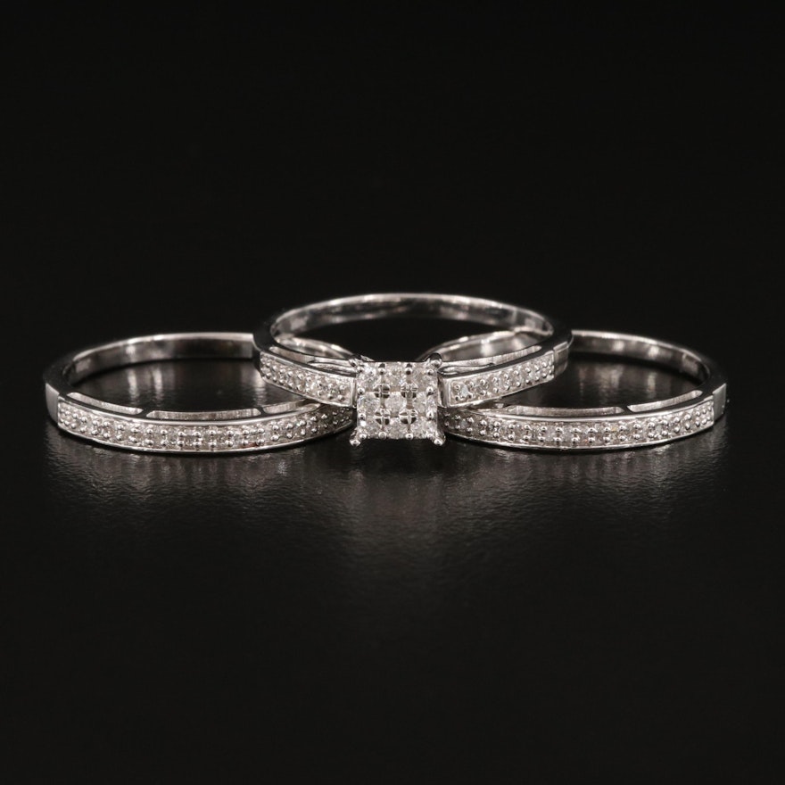 Sterling Silver Diamond Ring Set