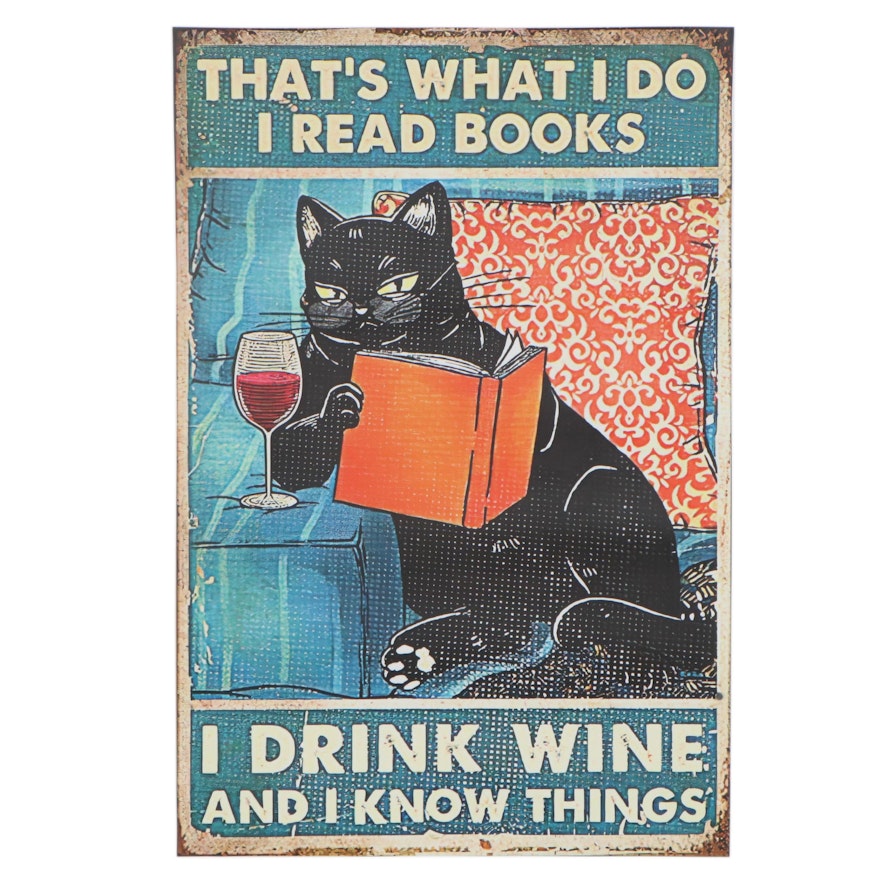 Giclée Poster Cat with Wineglass, 21st Century