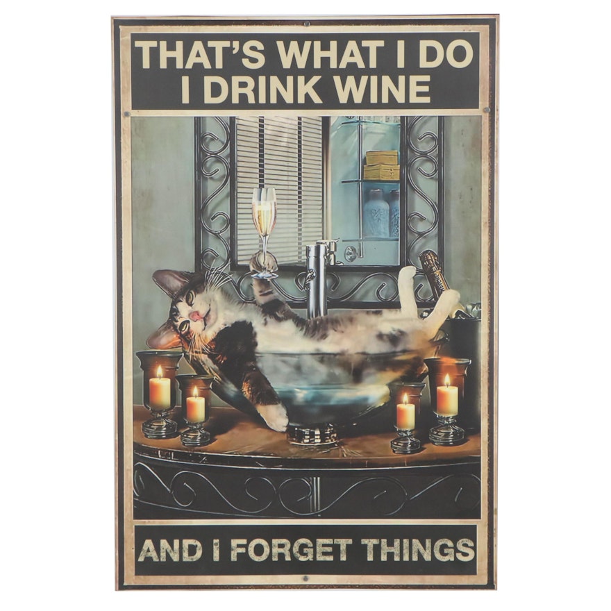 Giclée Poster of Cat with Wineglass, 21st Century