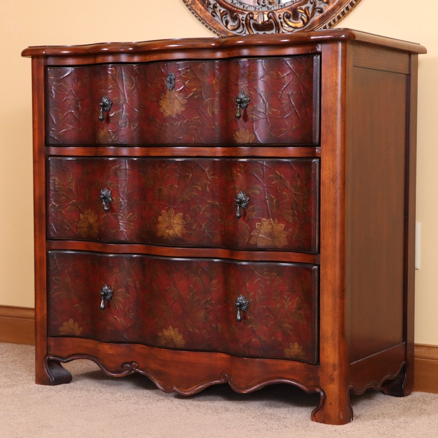 Block Front Chest of Drawers with Applied Foliate Design