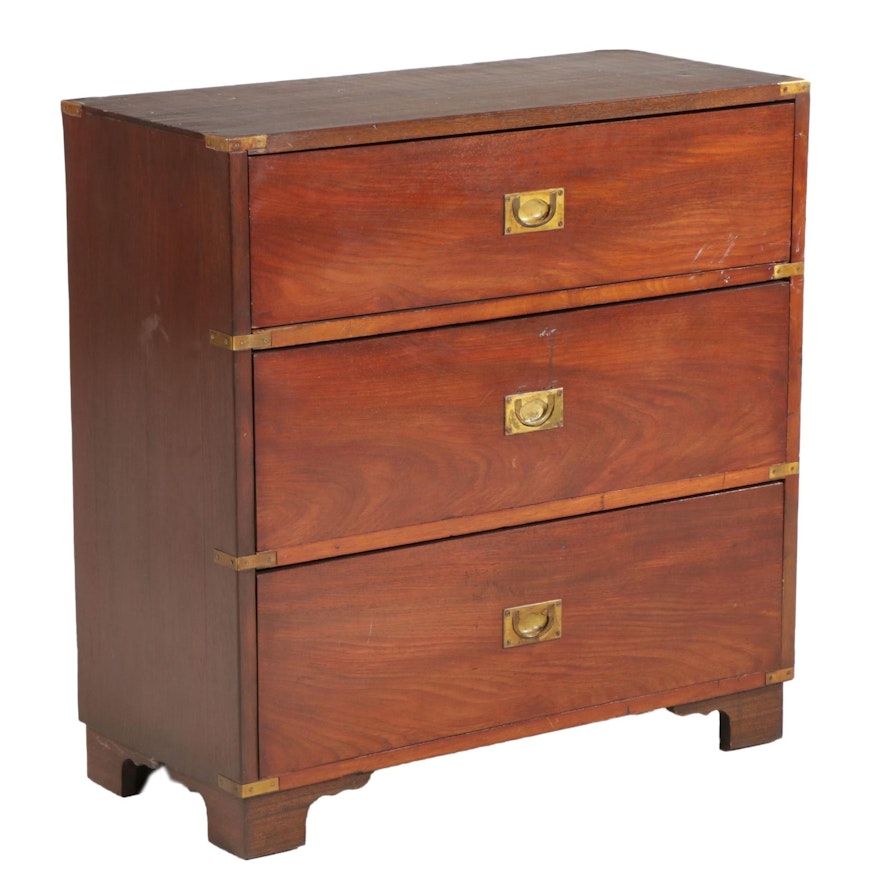 Campaign Style Walnut Chest of Drawers