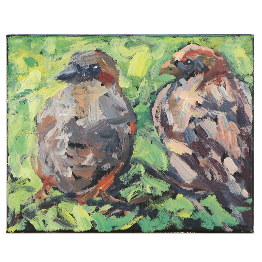 Elle Raines Acrylic Painting of Birds