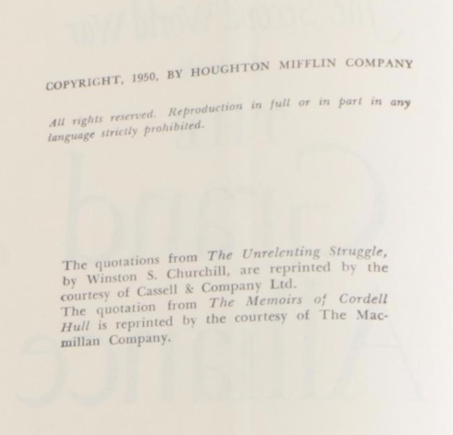 First Edition "The Second World War" by Winston S. Churchill, 1948–1953