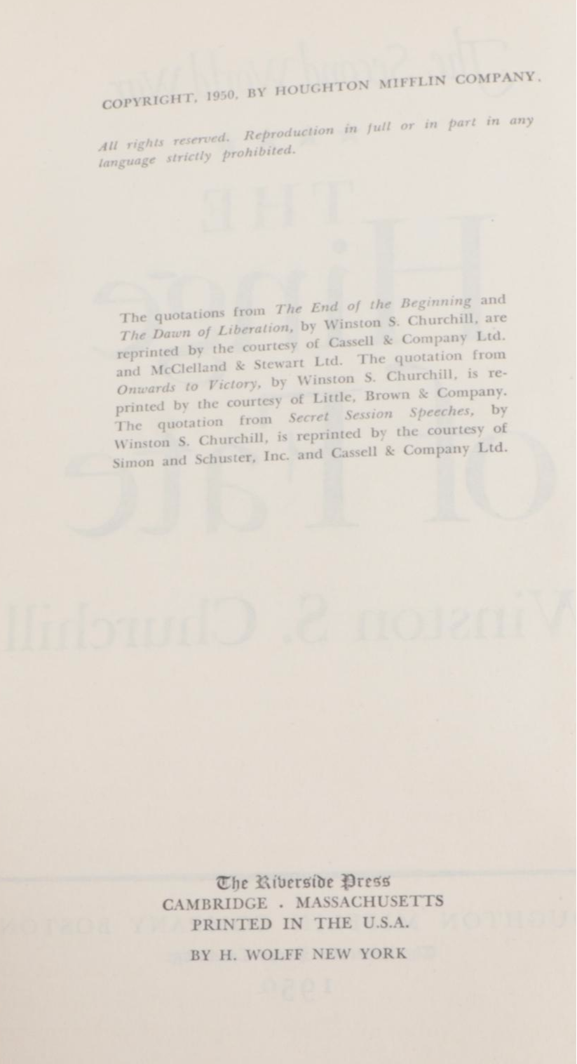 First Edition "The Second World War" by Winston S. Churchill, 1948–1953