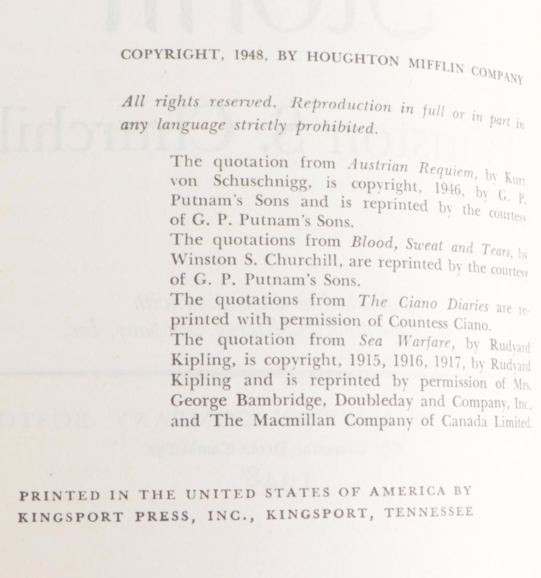 First Edition "The Second World War" by Winston S. Churchill, 1948–1953