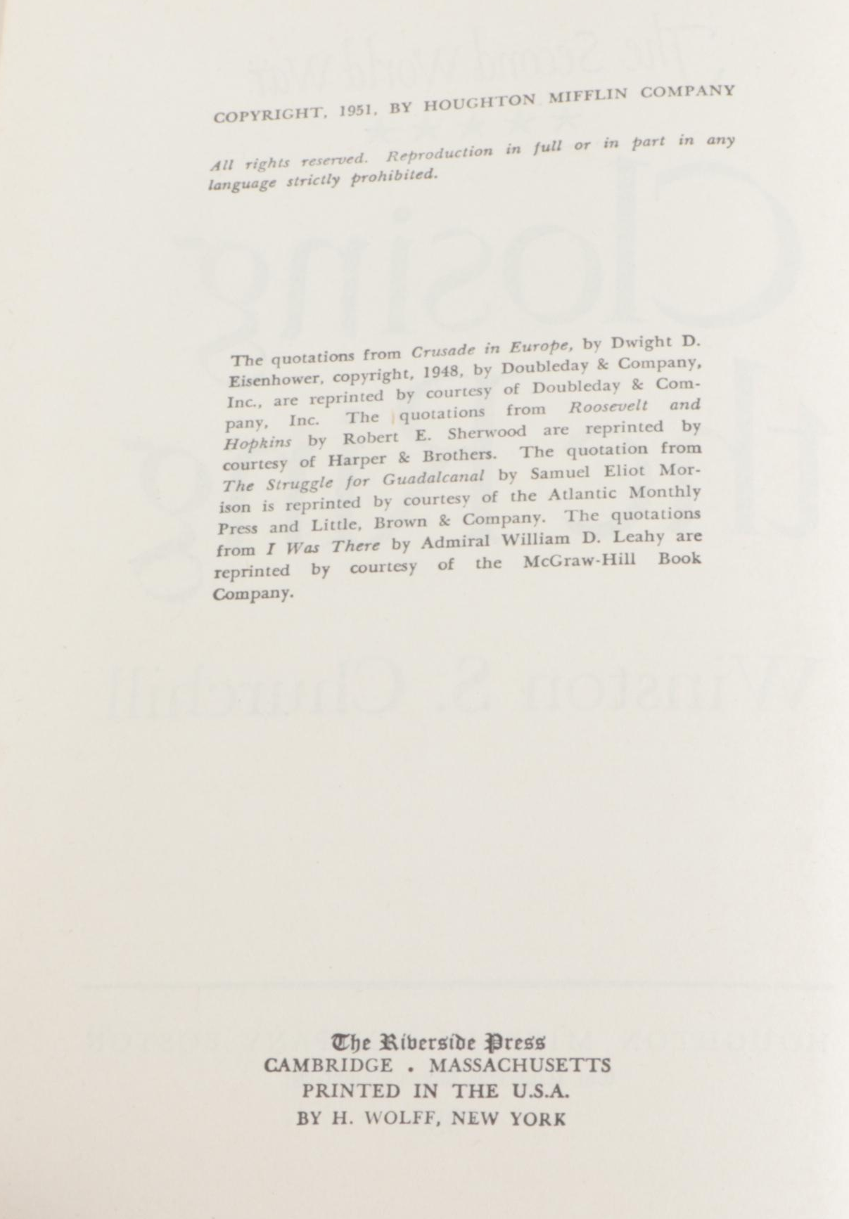 First Edition "The Second World War" by Winston S. Churchill, 1948–1953