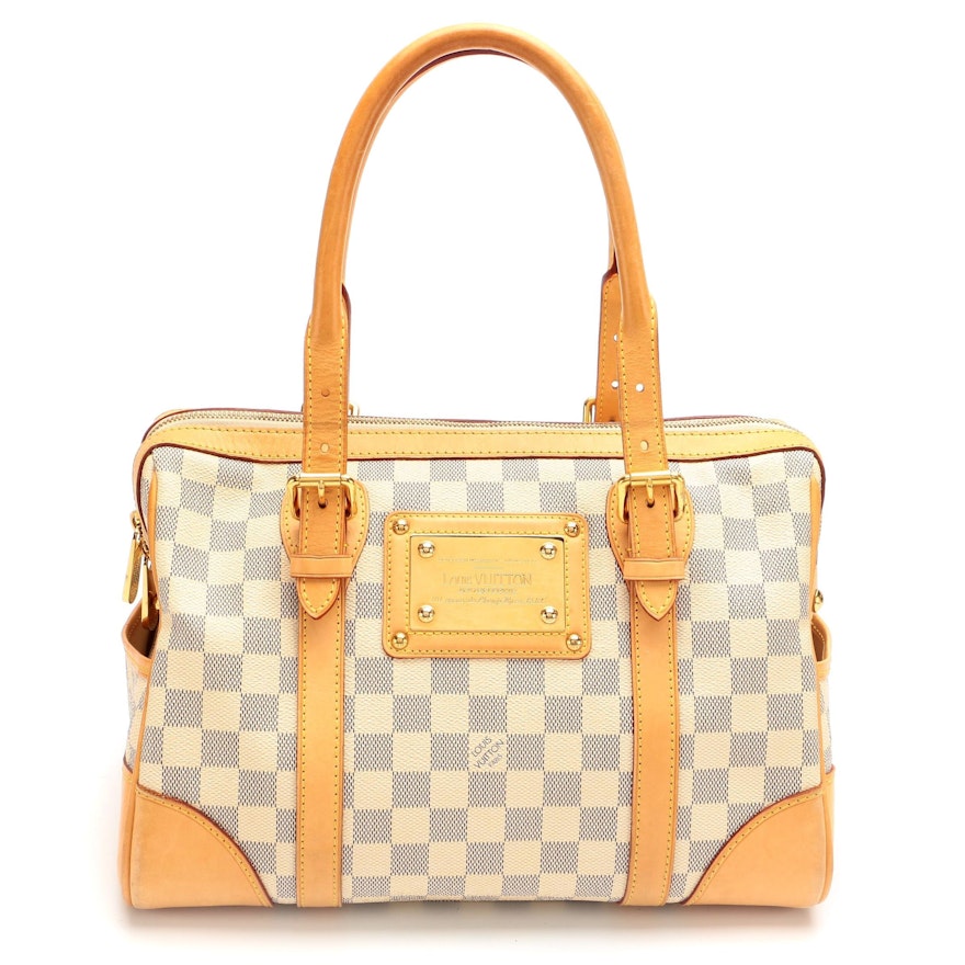 Louis Vuitton Berkeley Bag in Damier Azur Canvas and Vachetta Leather