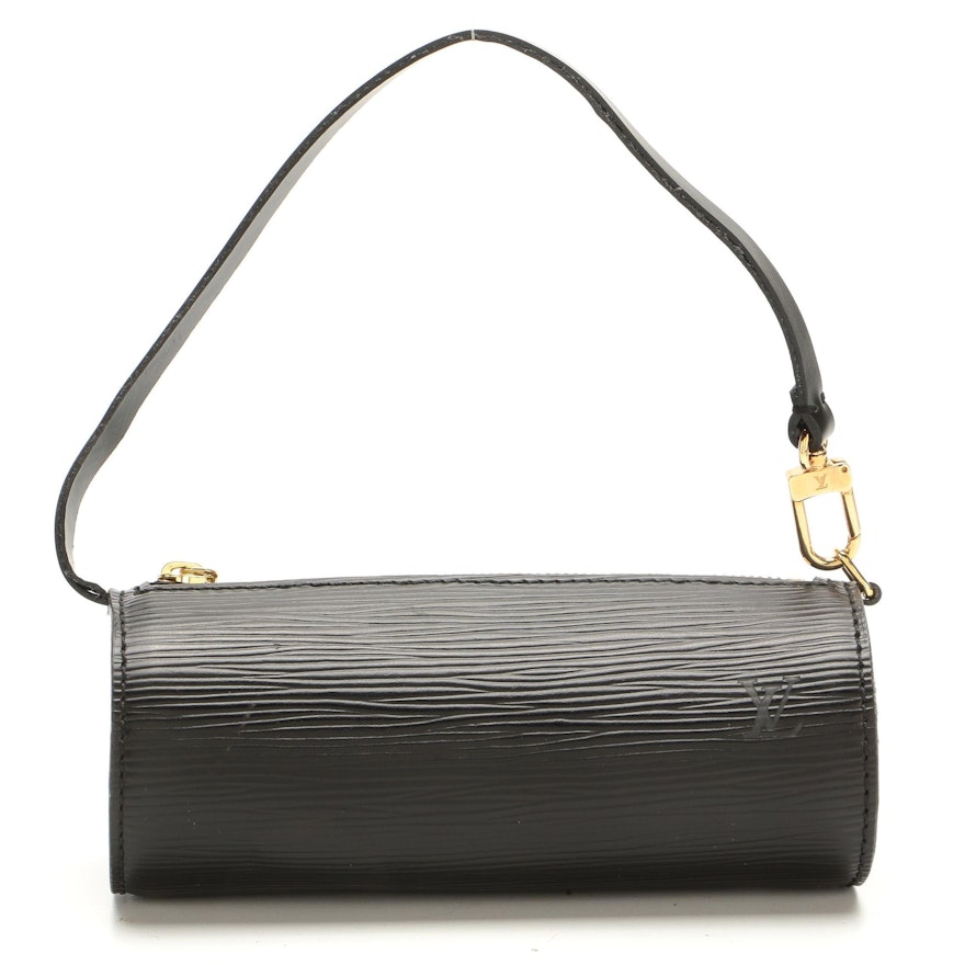 Louis Vuitton Soufflot Pochette in Black Epi and Smooth Leather