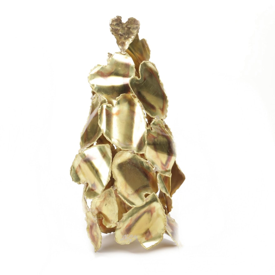 Abstract Brass Hearts Sculpture
