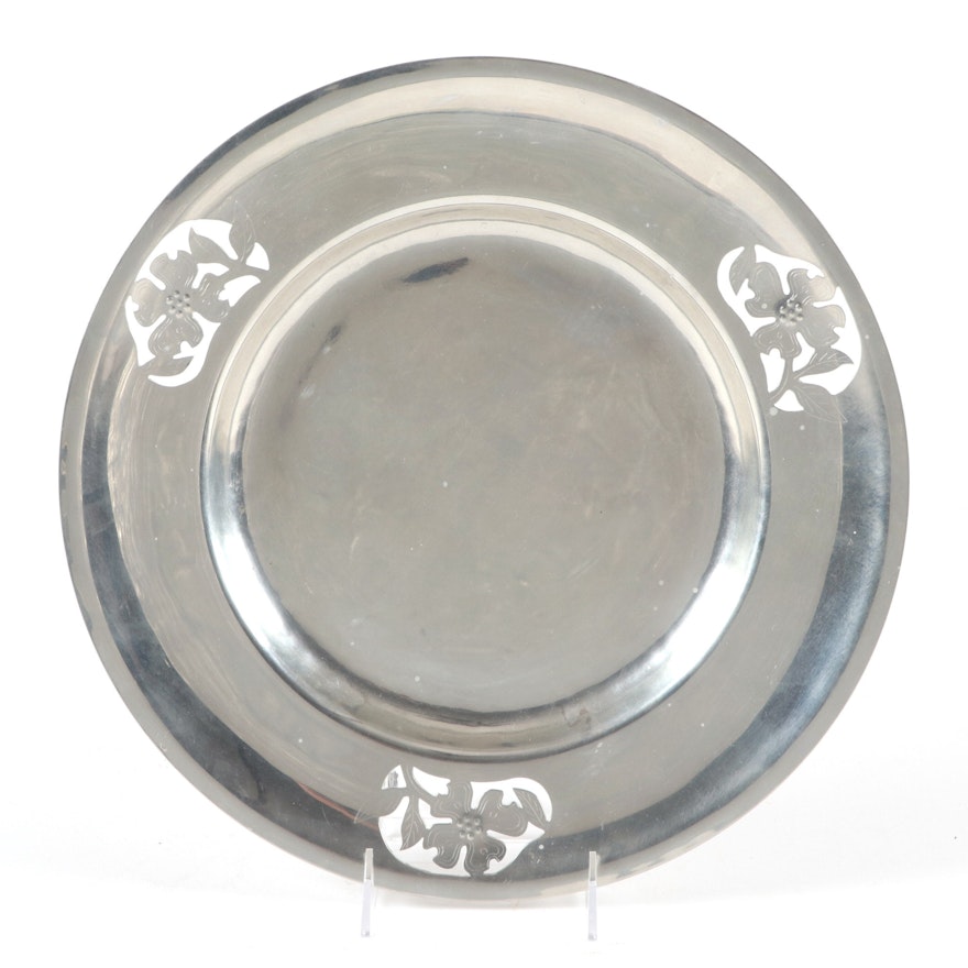 Riverwood Pewter "Dogwood" Artisan Hand-Wrought Round Tray, 2006