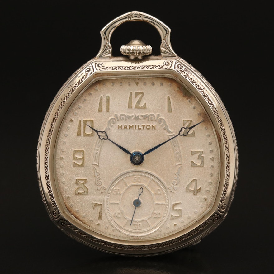 1932 Hamilton Unique Shape 14K Gold Filled Pocket Watch