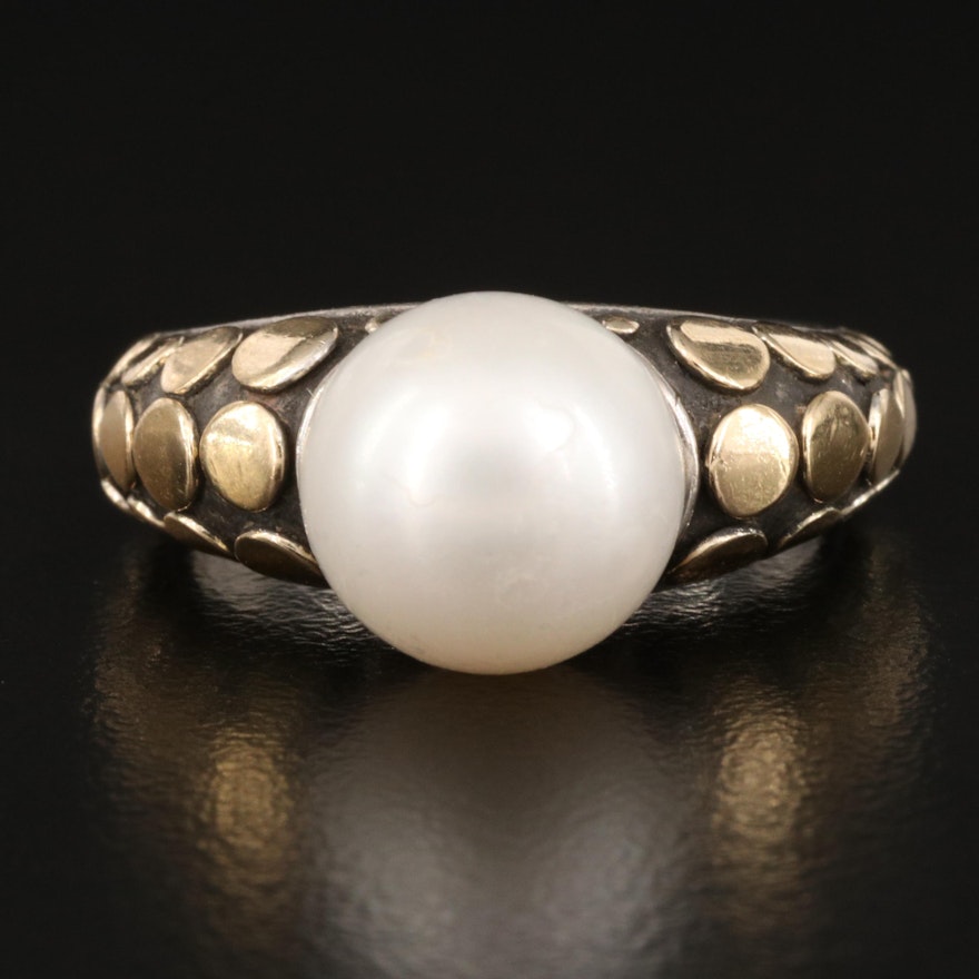 John Hardy "Dot" Sterling Silver Pearl Ring with 18K Accents