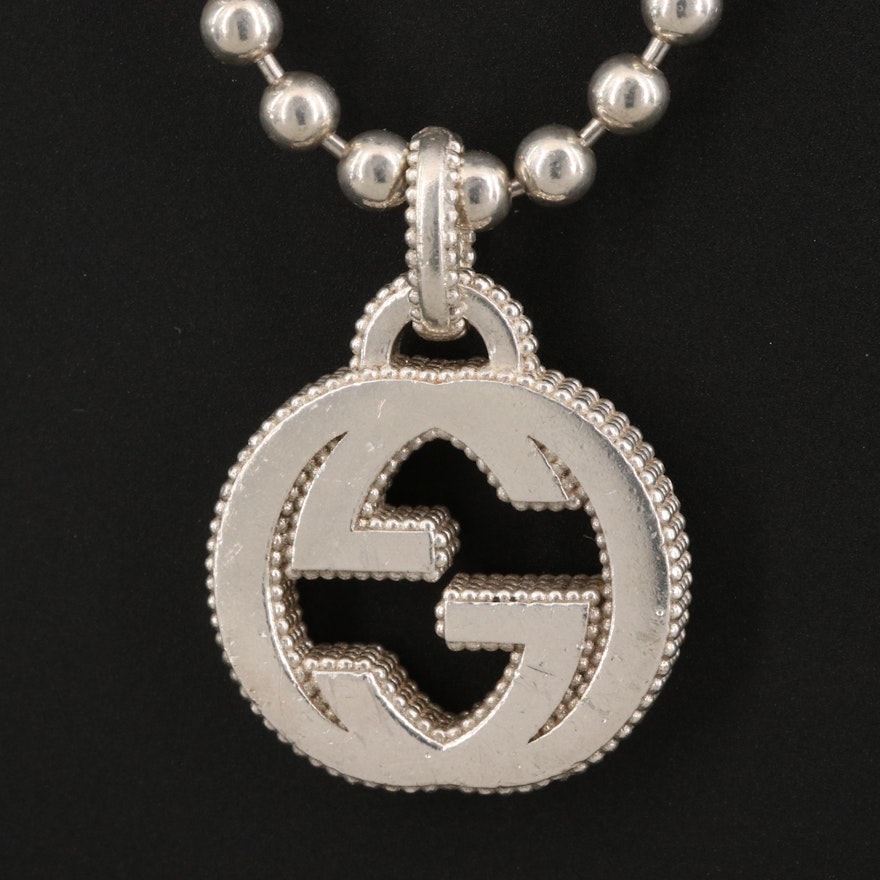 Gucci Sterling Silver Interlocking "G" Logo Necklace
