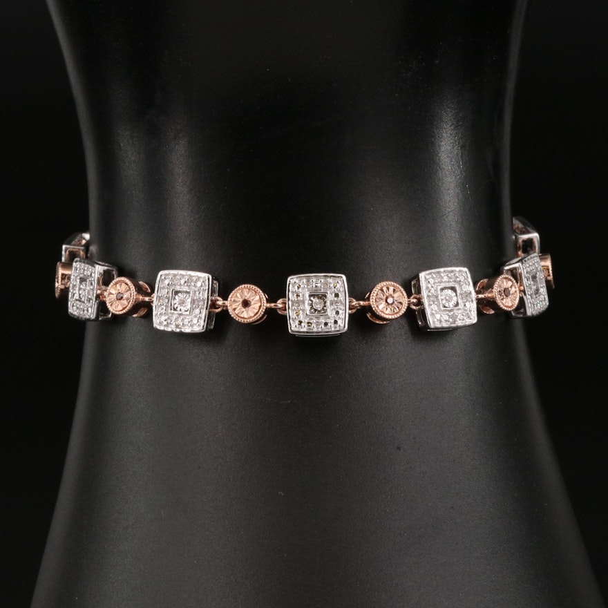 800 Silver Diamond Link Bracelet