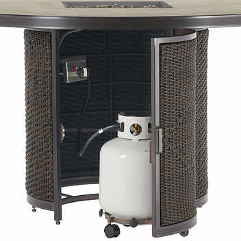 Agio "McKenzy" Nine-Piece Fire High-Top Patio Dining Set